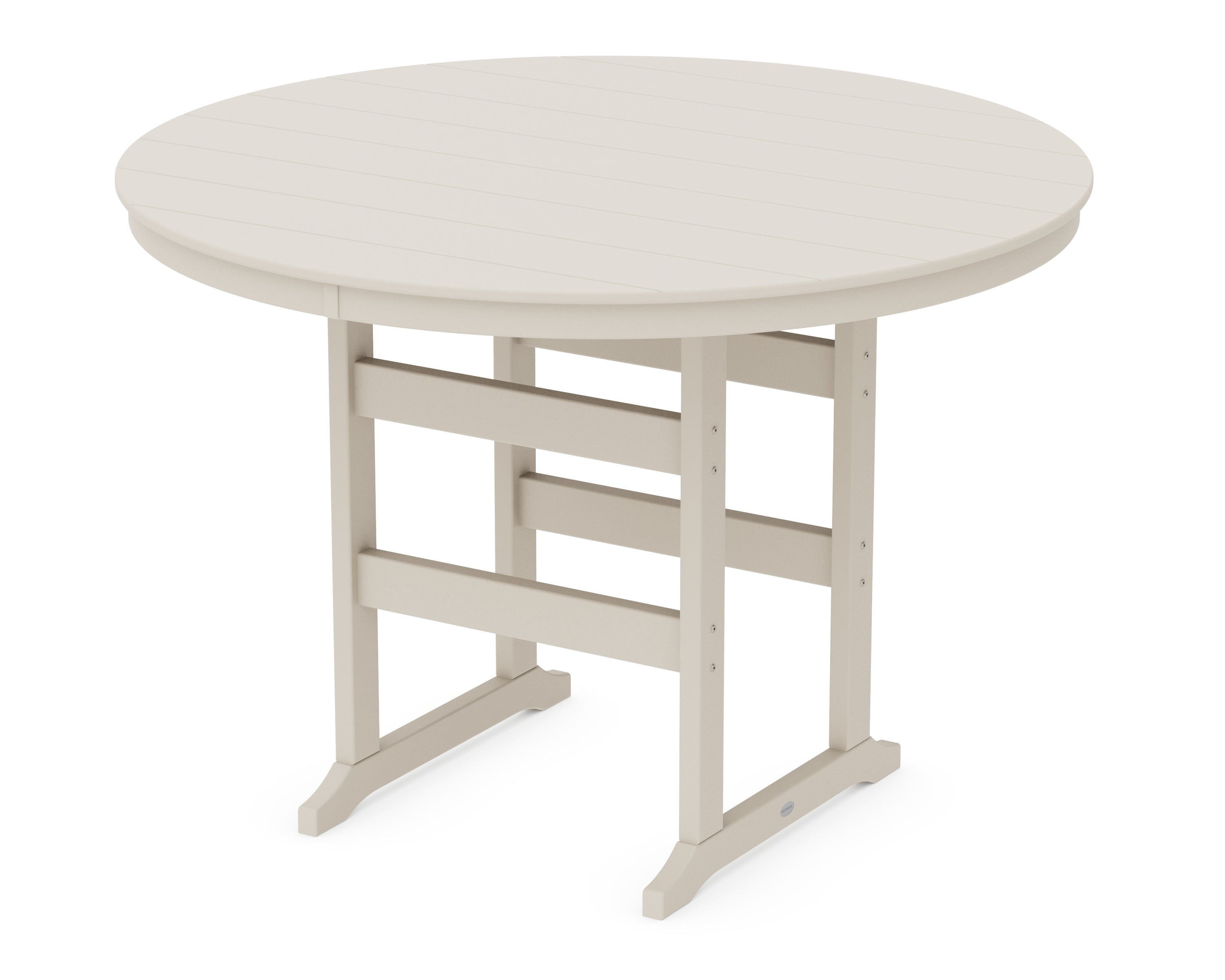 POLYWOOD 60” Round Farmhouse Bar Table in Sand