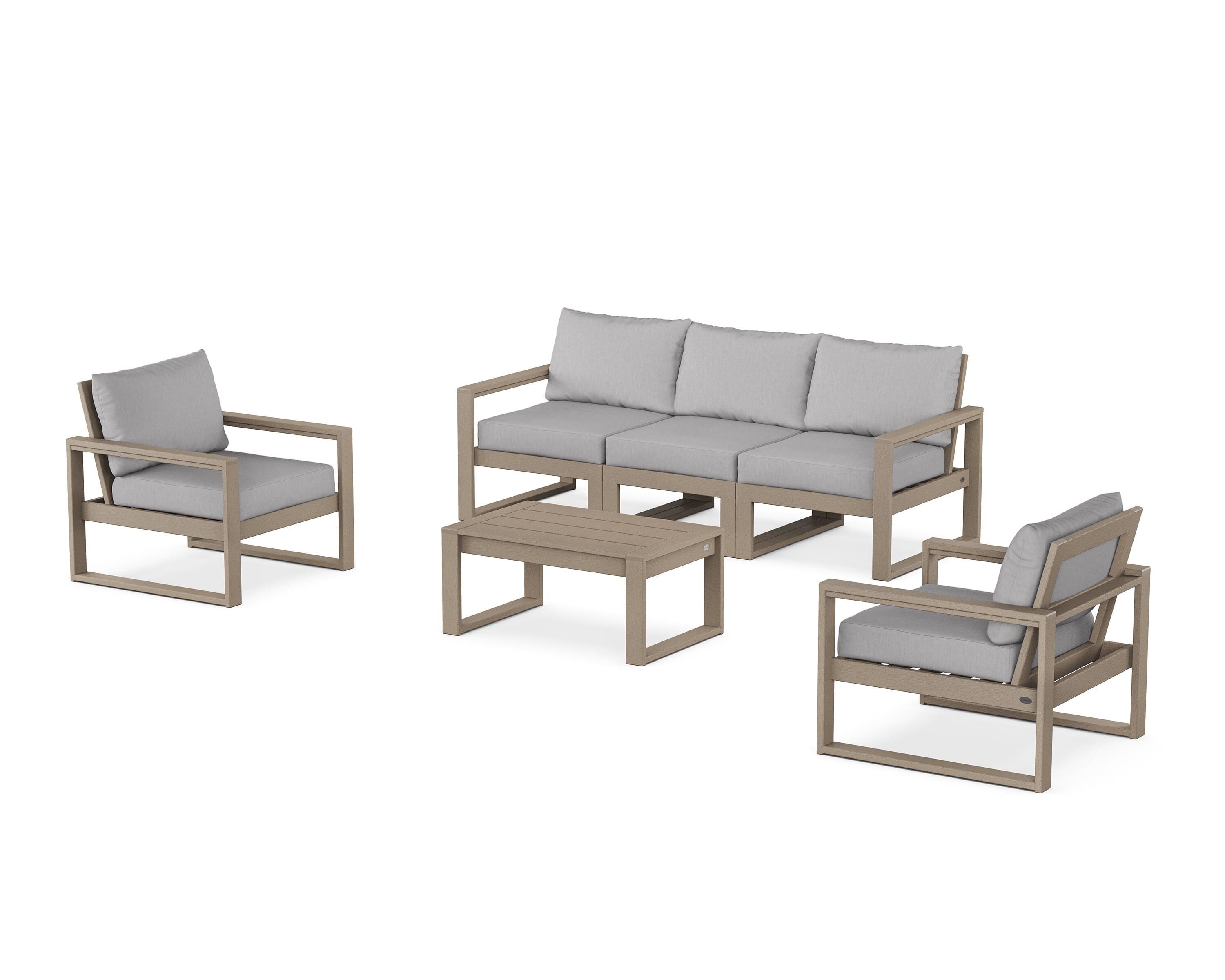 POLYWOOD EDGE Sectional 4-Piece Deep Seating Set with Sofa in Vintage Sahara / Granite