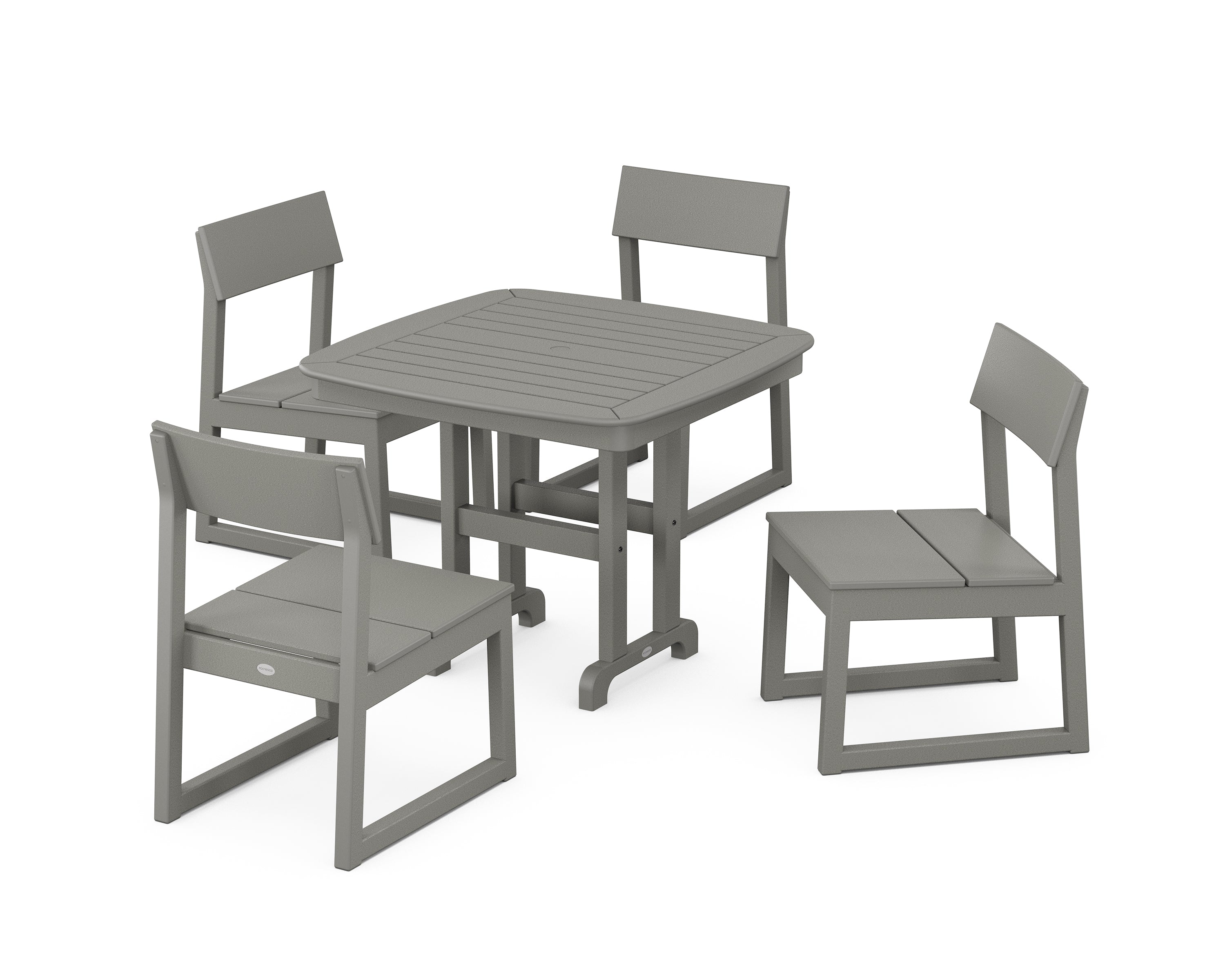 POLYWOOD® EDGE Side Chair 5-Piece Dining Set in Slate Grey