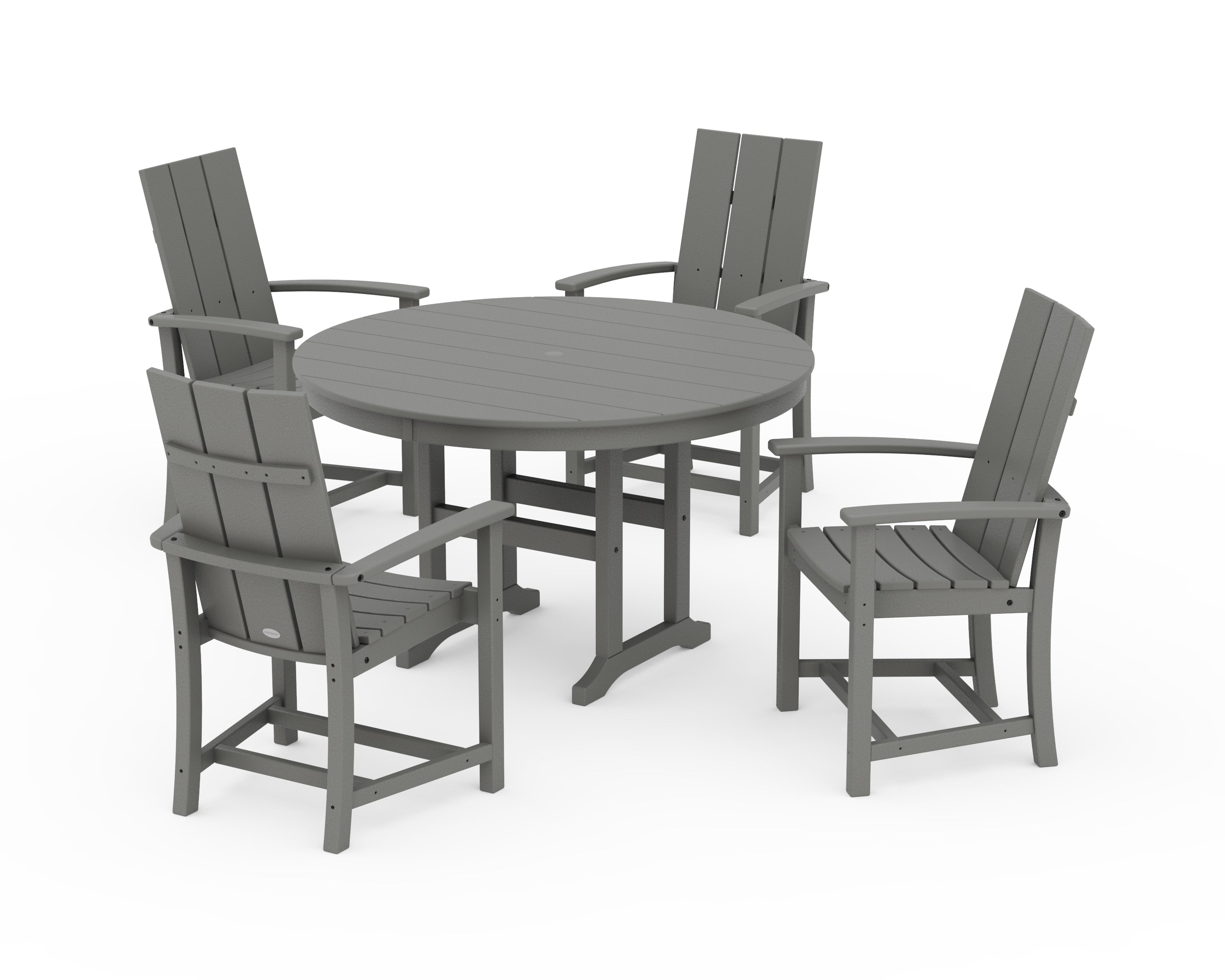 POLYWOOD Modern Adirondack 5-Piece Round Farmhouse Dining Set in Slate Grey