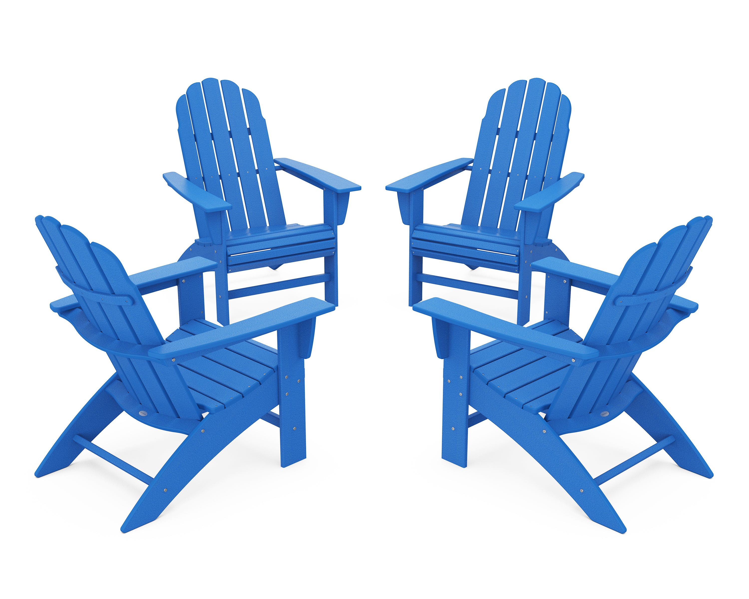 POLYWOOD® 4-Piece Vineyard Curveback Adirondack Chair Conversation Set in Pacific Blue