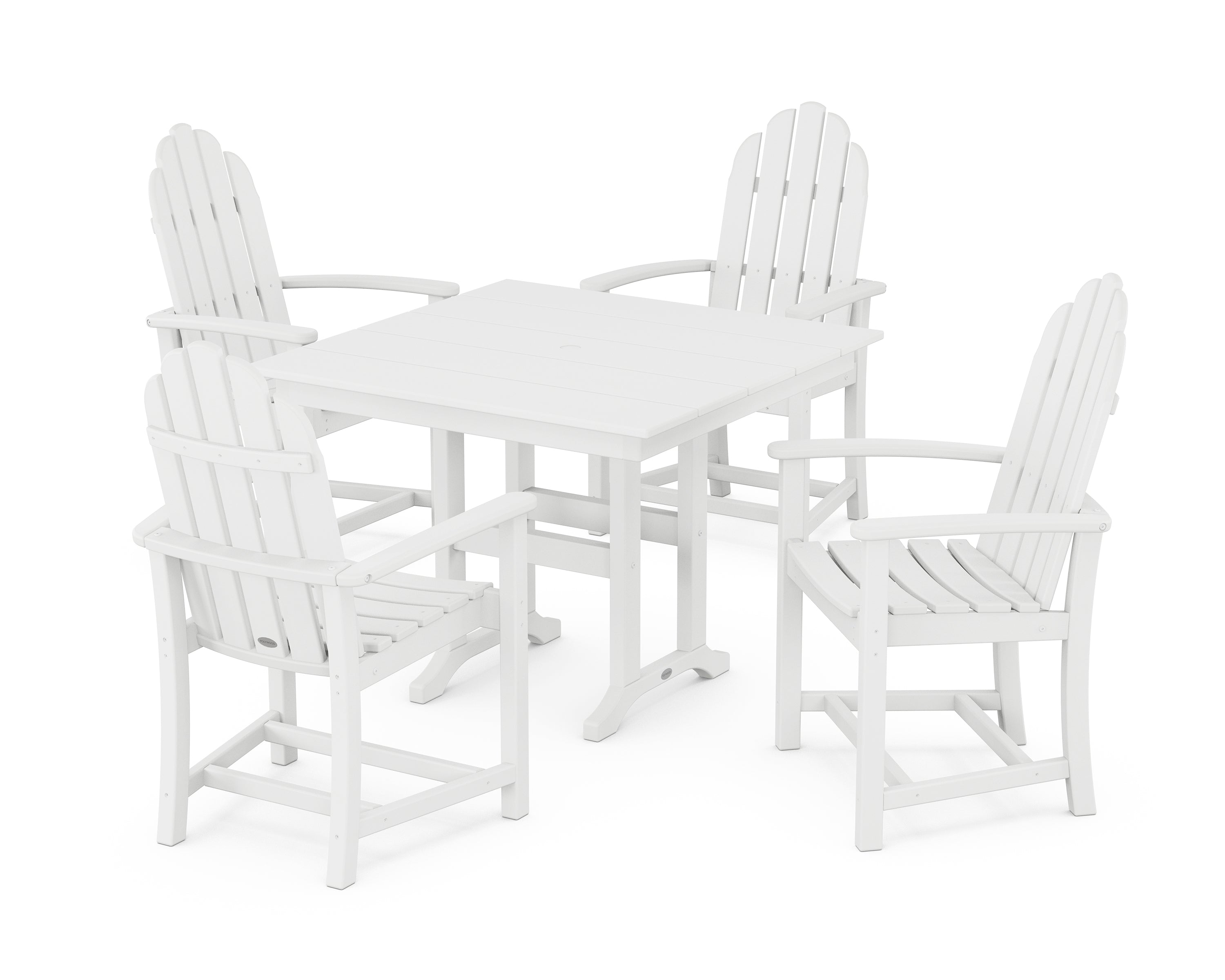 POLYWOOD® Classic Adirondack 5-Piece Farmhouse Dining Set in White