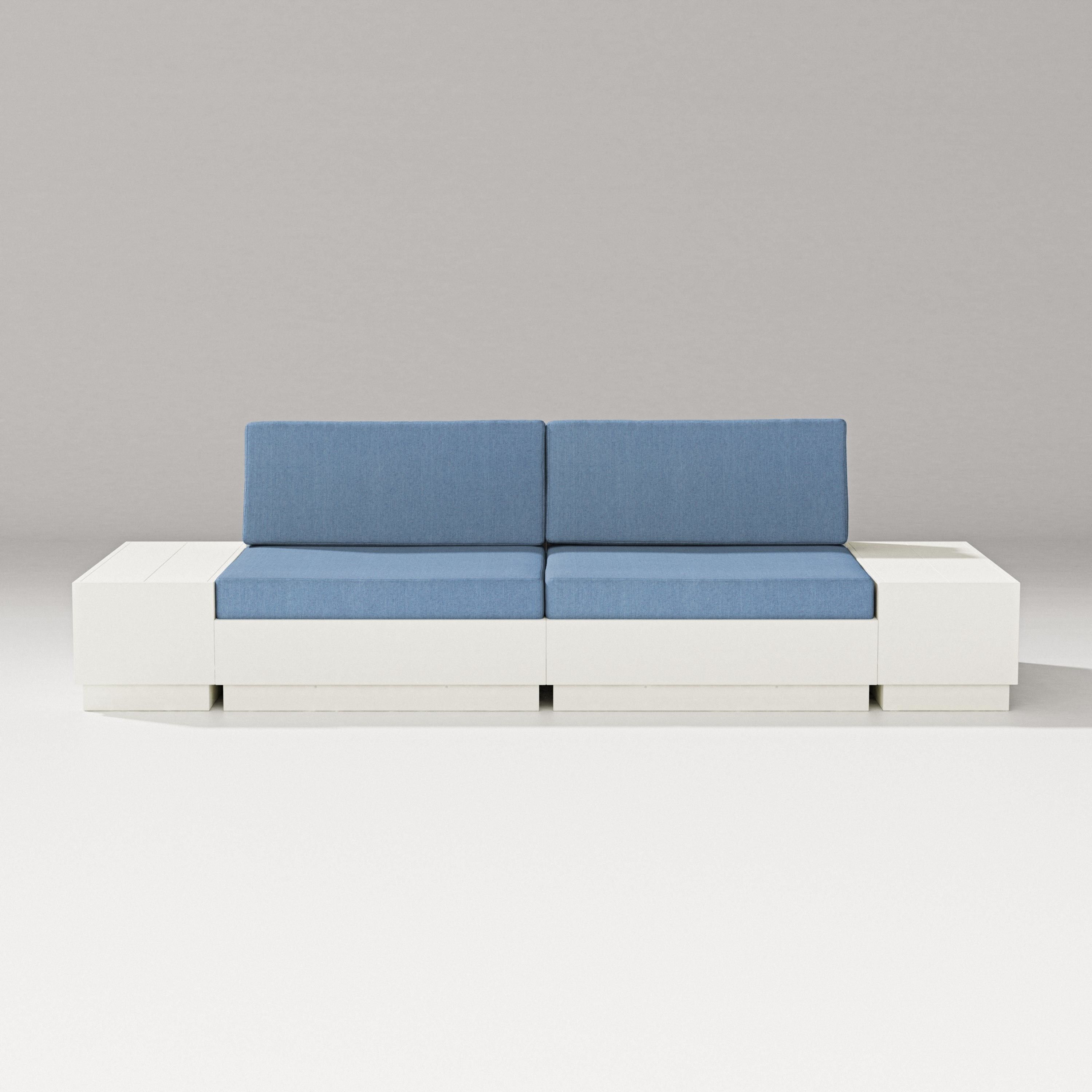 PW Designer Series Elevate 4-Piece Loveseat Sectional in Vintage White / Sky Blue