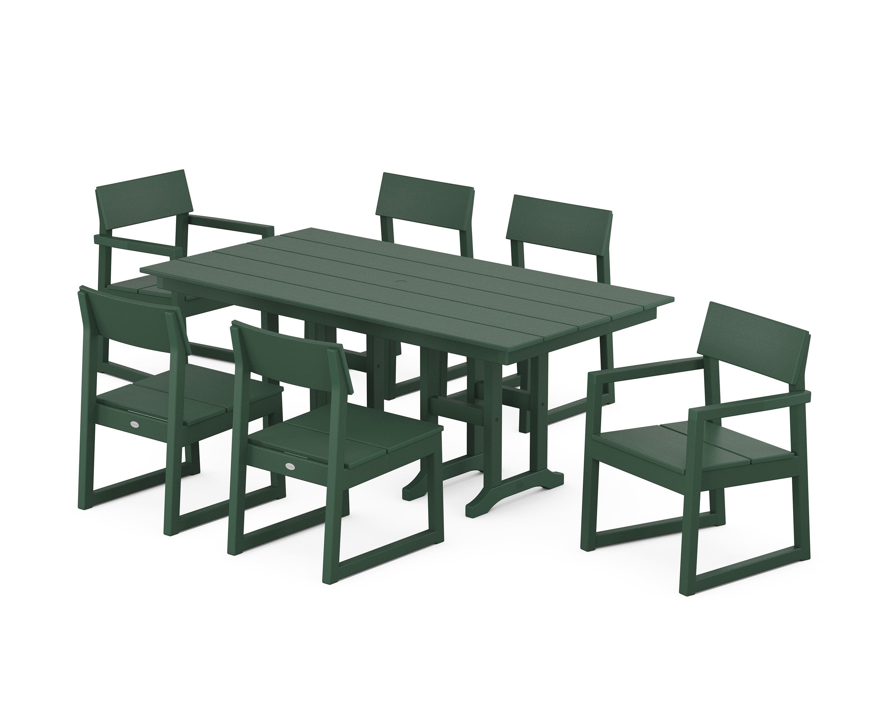 POLYWOOD® EDGE 7-Piece Farmhouse Dining Set in Green