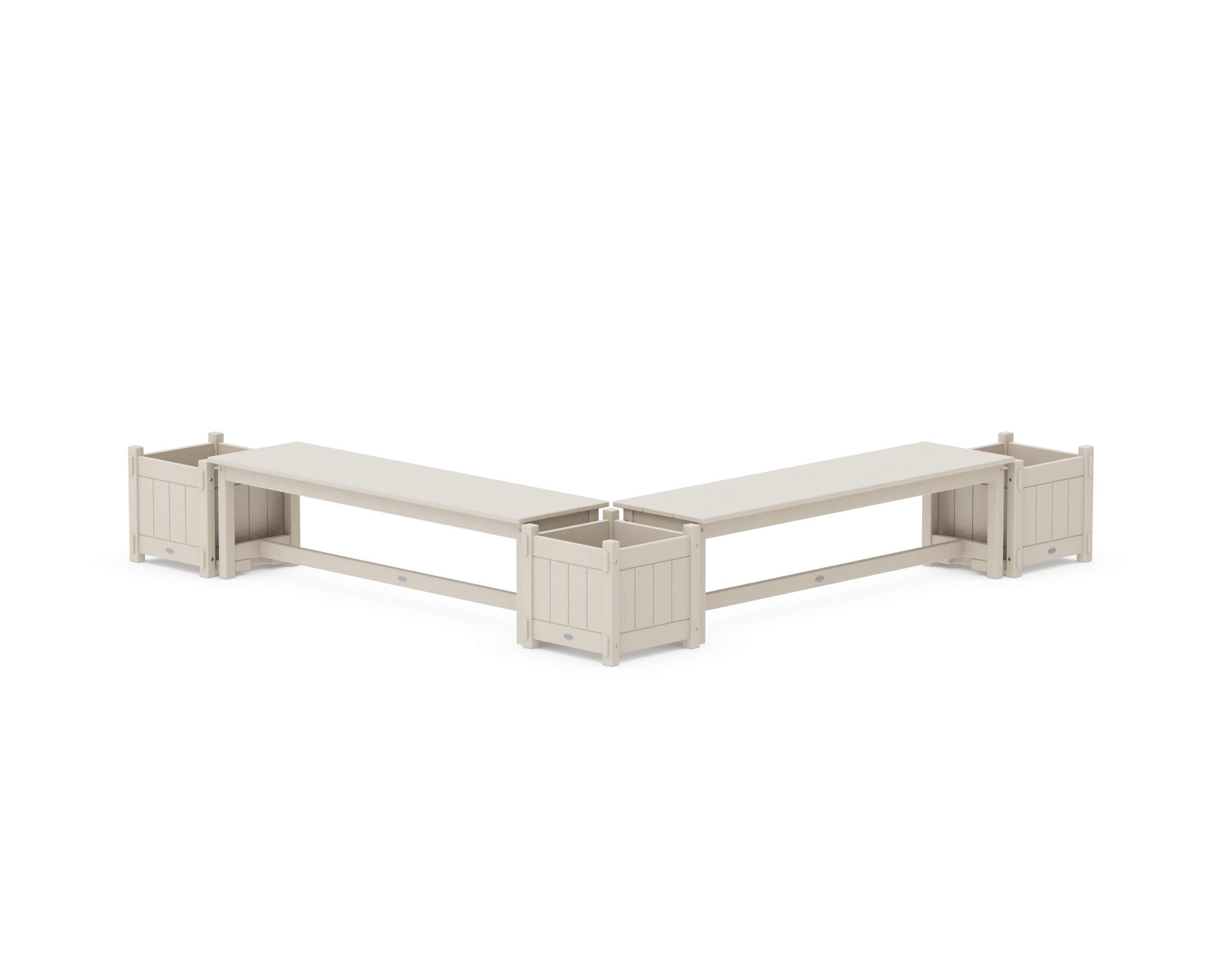 POLYWOOD 60" Vineyard L- Shaped Planter Bench Corner Set in Sand