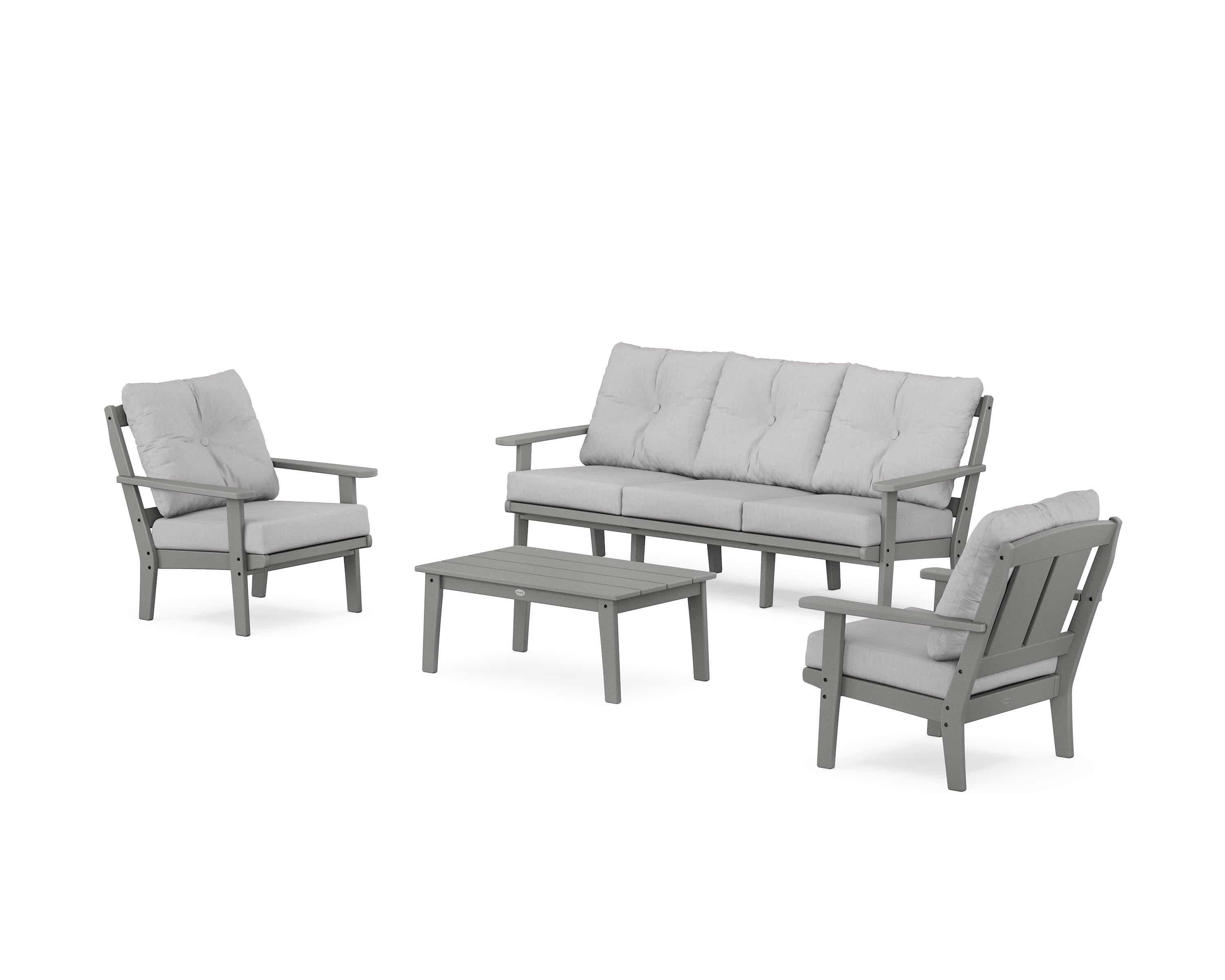 POLYWOOD Mission 4-Piece Deep Seating Set with Sofa in Slate Grey / Granite