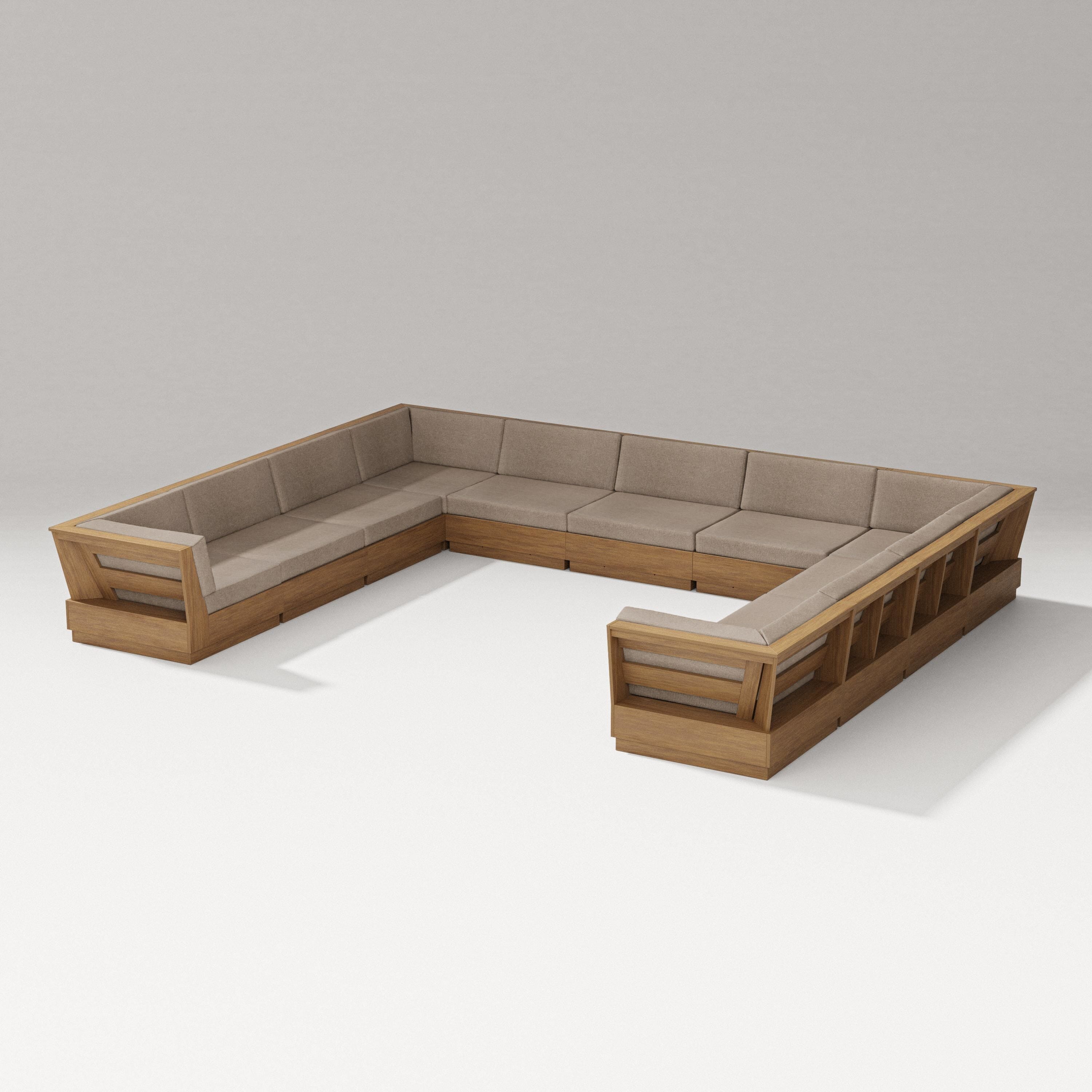 PW Designer Series Elevate Large U-Shaped Sectional in Natural / Spiced Burlap