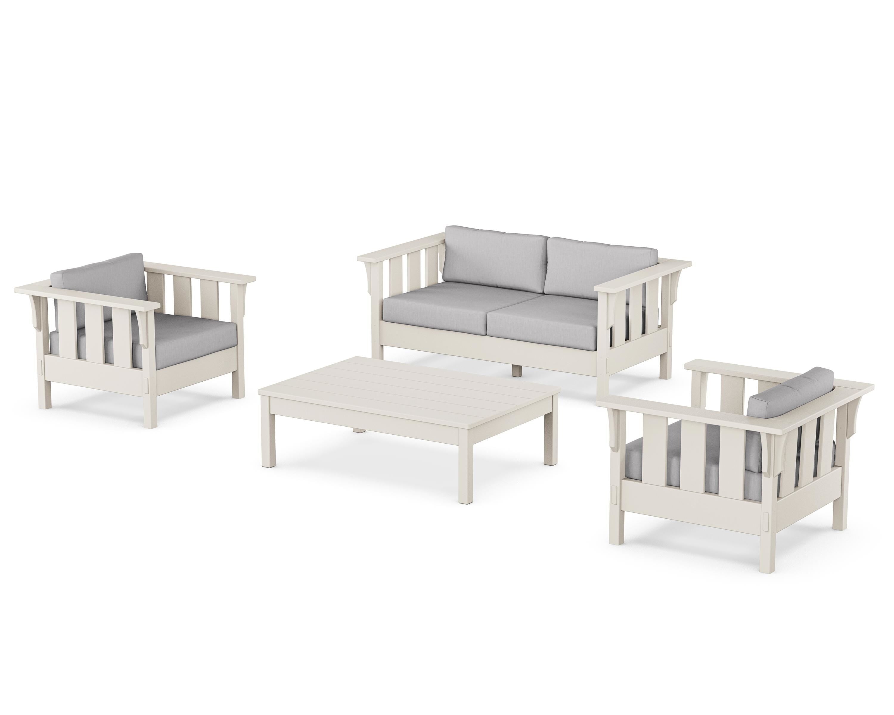 Martha Stewart by POLYWOOD Acadia 4-Piece Deep Seating Set with Loveseat in Sand / Granite