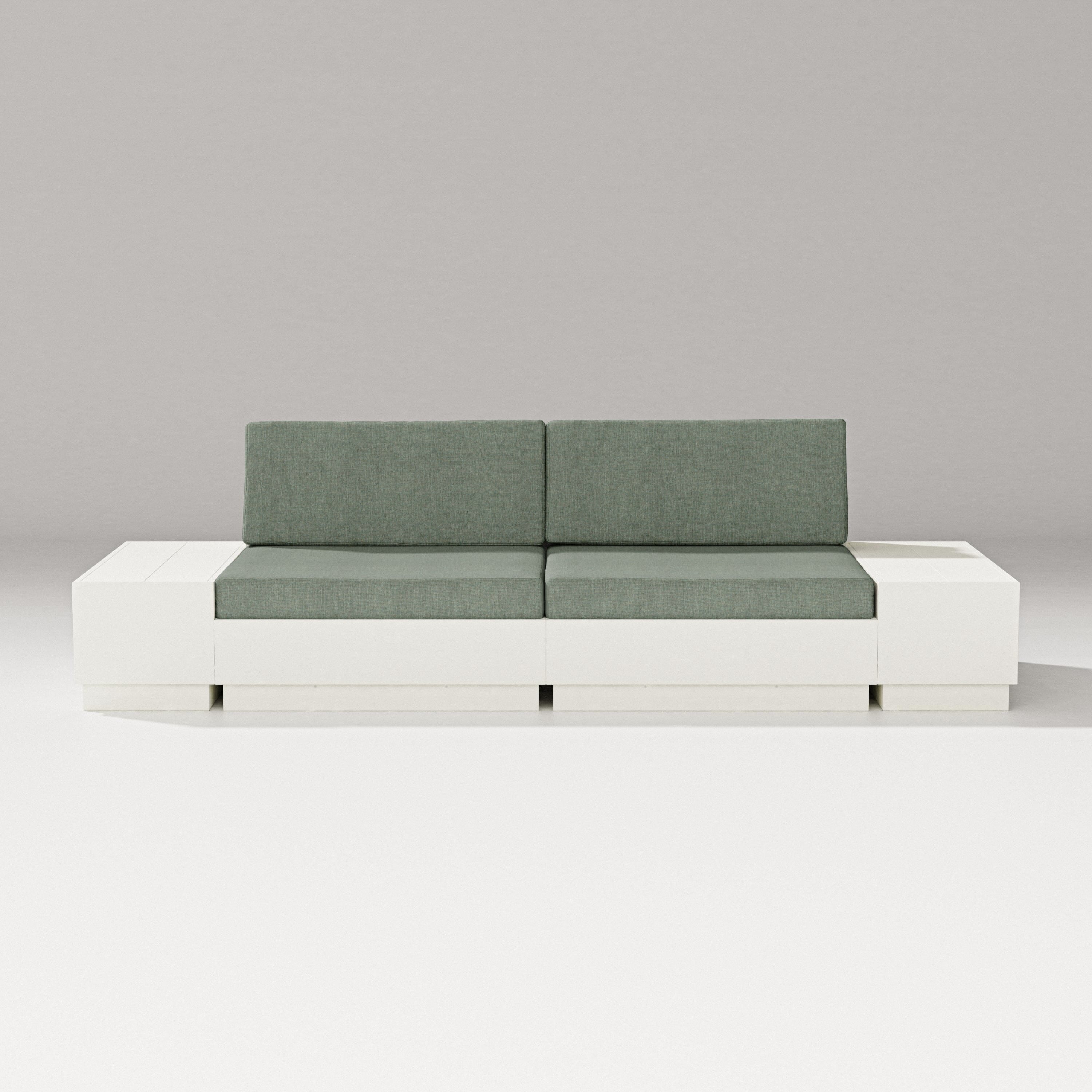 PW Designer Series Elevate 4-Piece Loveseat Sectional in Vintage White / Cast Sage