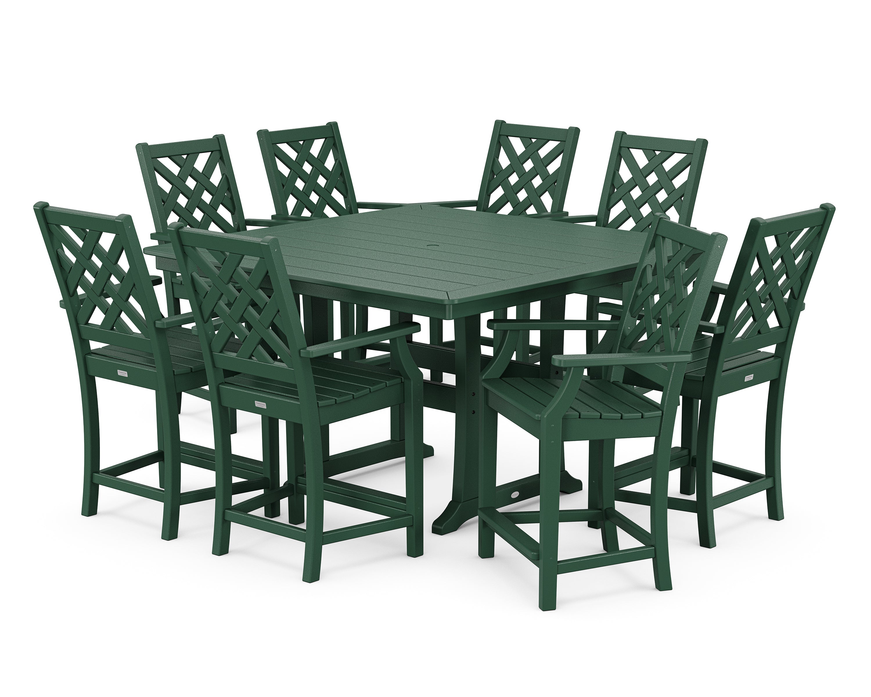 Country Living Wovendale 9-Piece Square Counter Set with Trestle Legs in Green