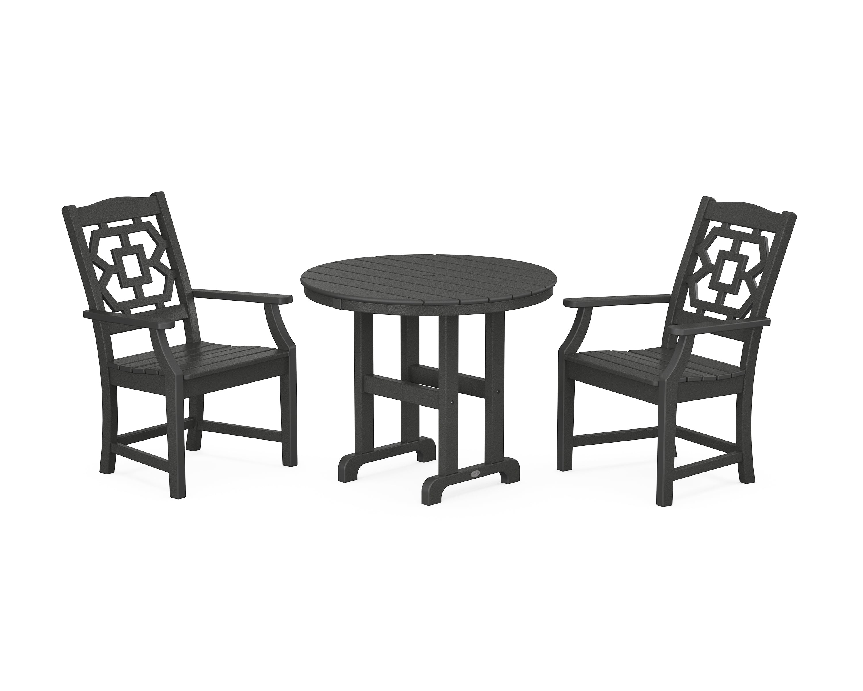 Martha Stewart by POLYWOOD® Chinoiserie 3-Piece Farmhouse Dining Set in Black