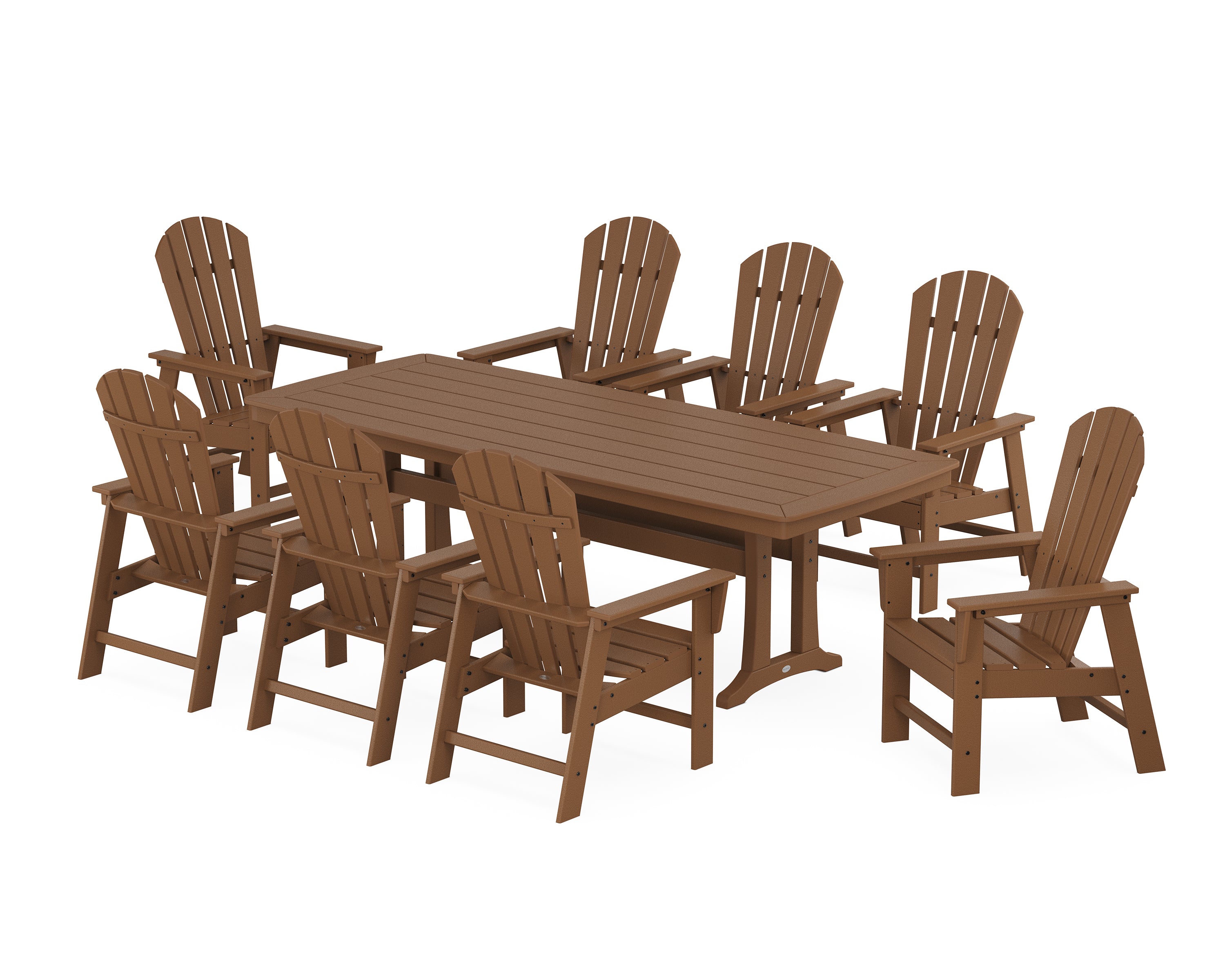 POLYWOOD® South Beach 9-Piece Dining Set with Trestle Legs in Teak