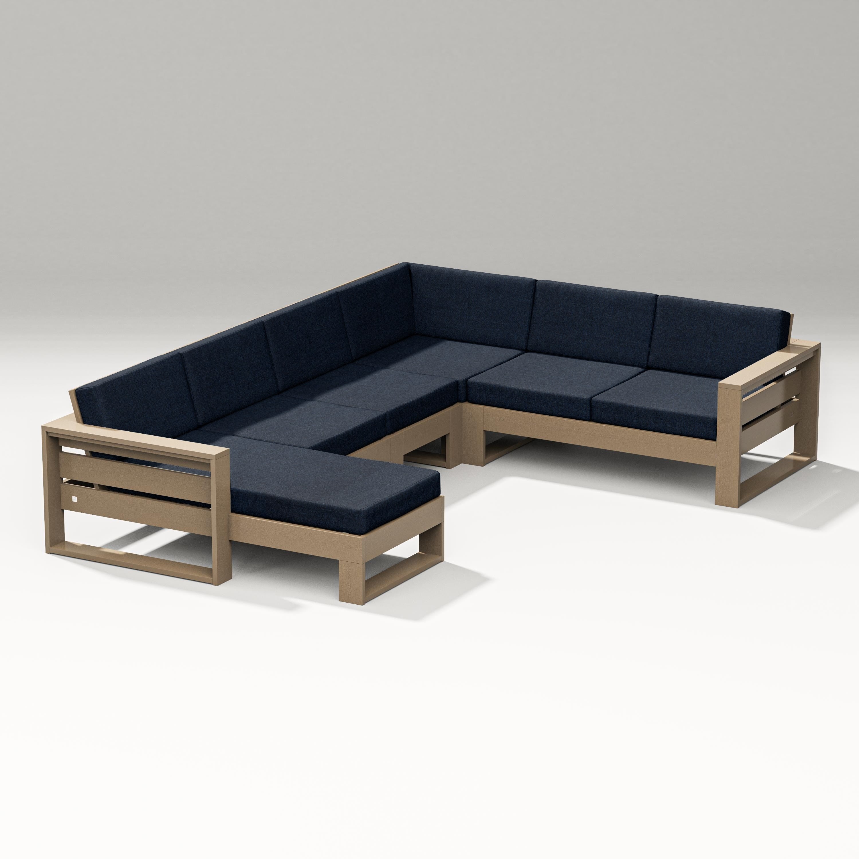 PW Designer Series Latitude Corner Sectional with Left Chaise in Vintage Sahara / Marine Indigo