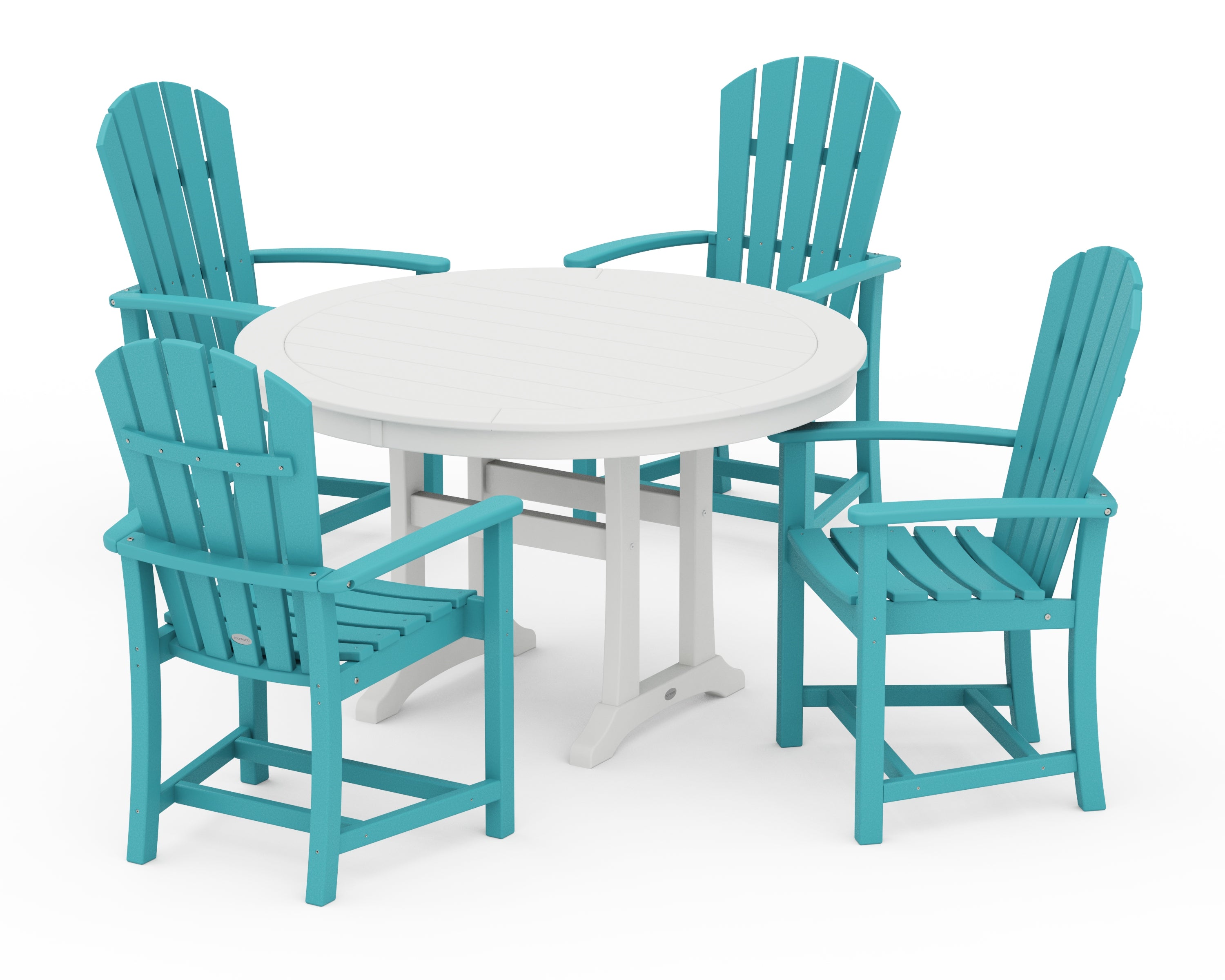 POLYWOOD Palm Coast 5-Piece Round Dining Set in Aruba / White