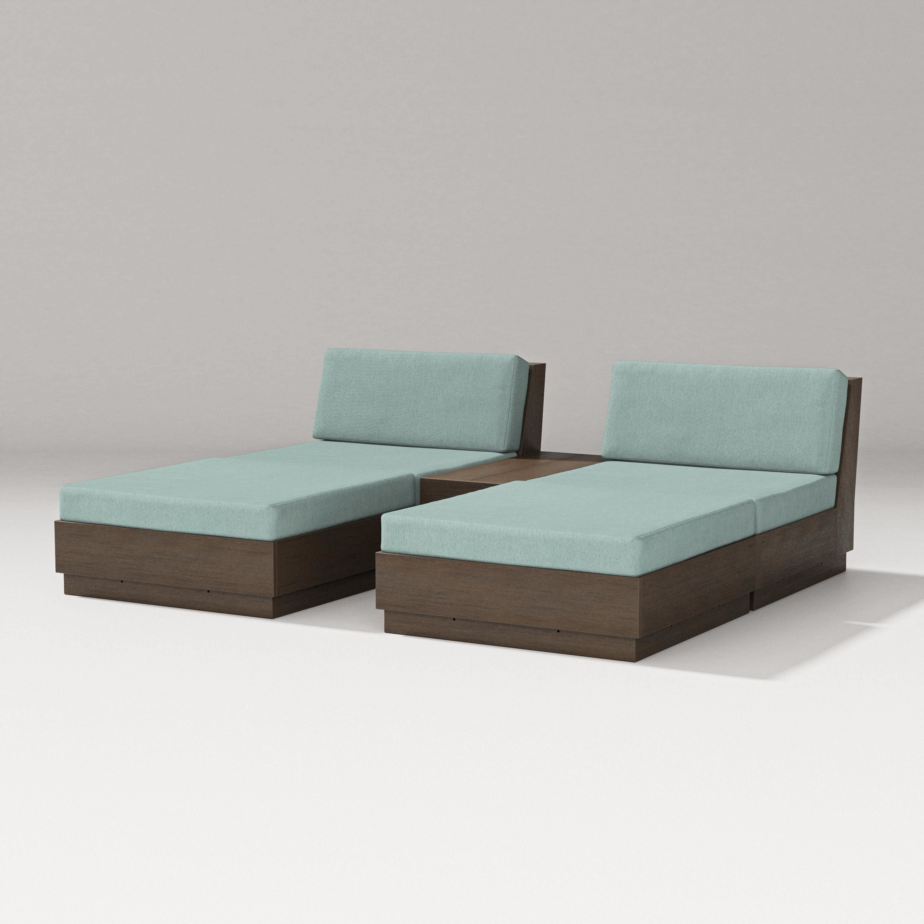 PW Designer Series Elevate Double Chaise Set in Kona / Glacier Spa