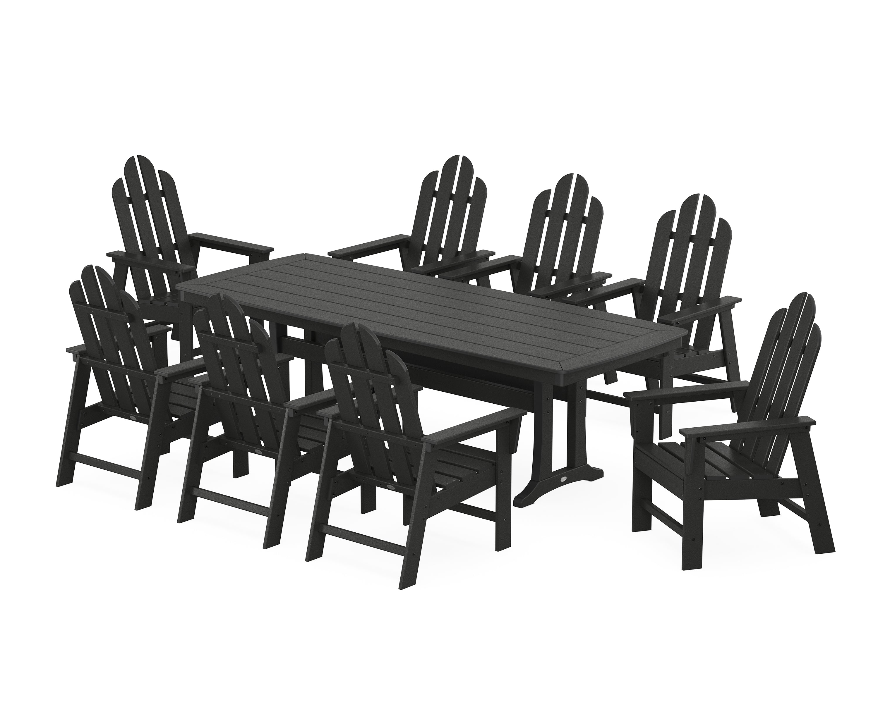 POLYWOOD® Long Island 9-Piece Dining Set with Trestle Legs in Black