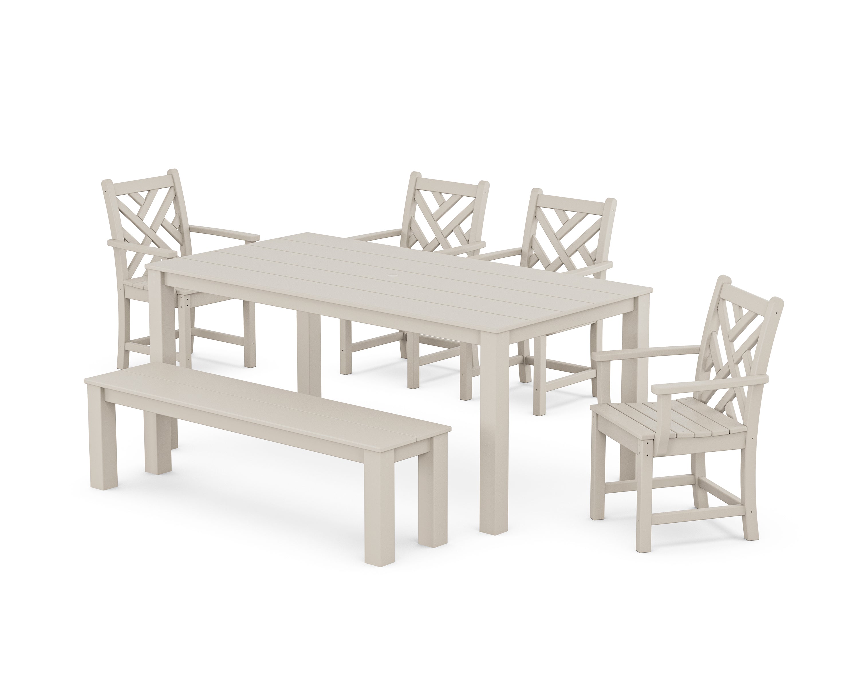 POLYWOOD® Chippendale 6-Piece Parsons Dining Set with Bench in Sand