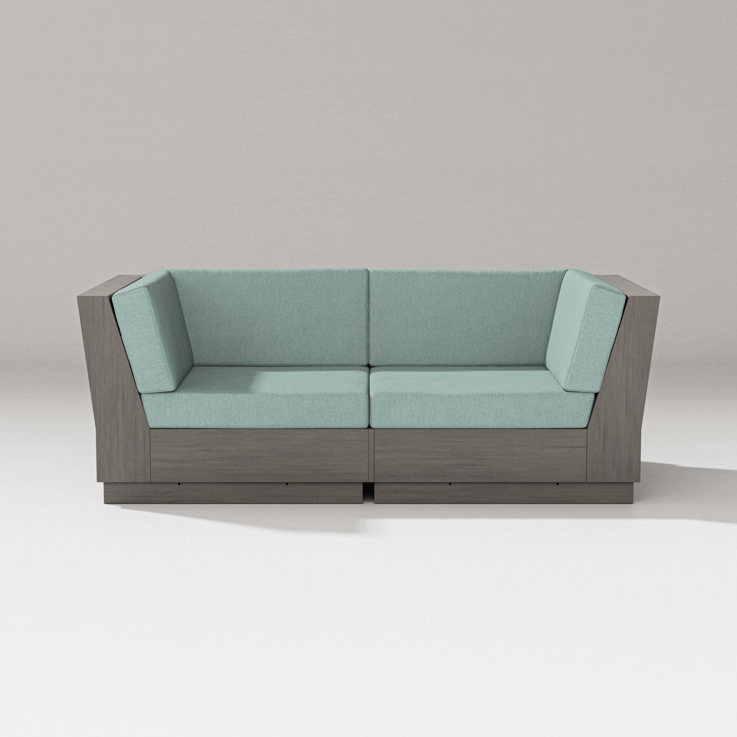 PW Designer Series Elevate Loveseat Sectional in Driftwood / Glacier Spa