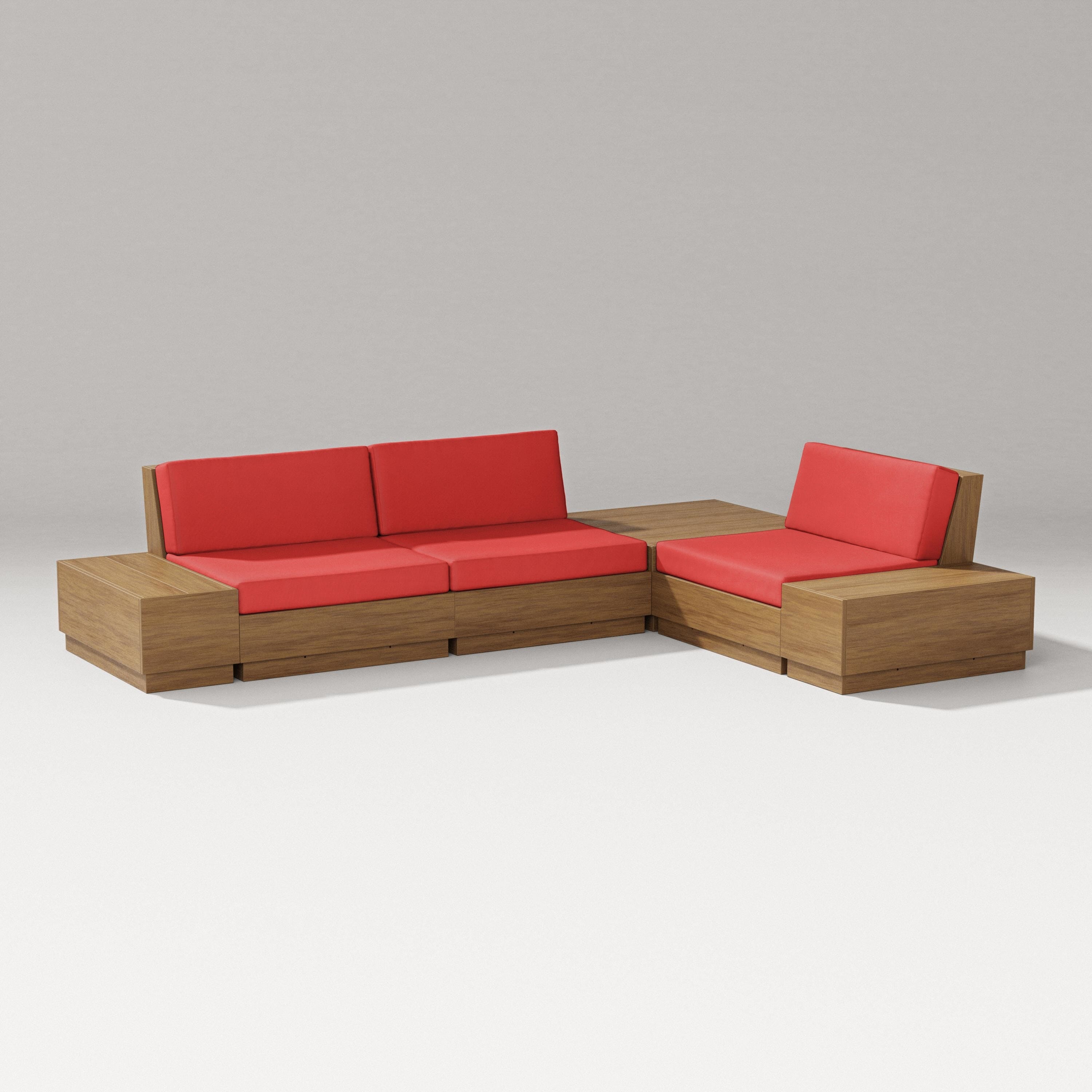 PW Designer Series Elevate 6-Piece Corner Sectional in Natural / Crimson Linen