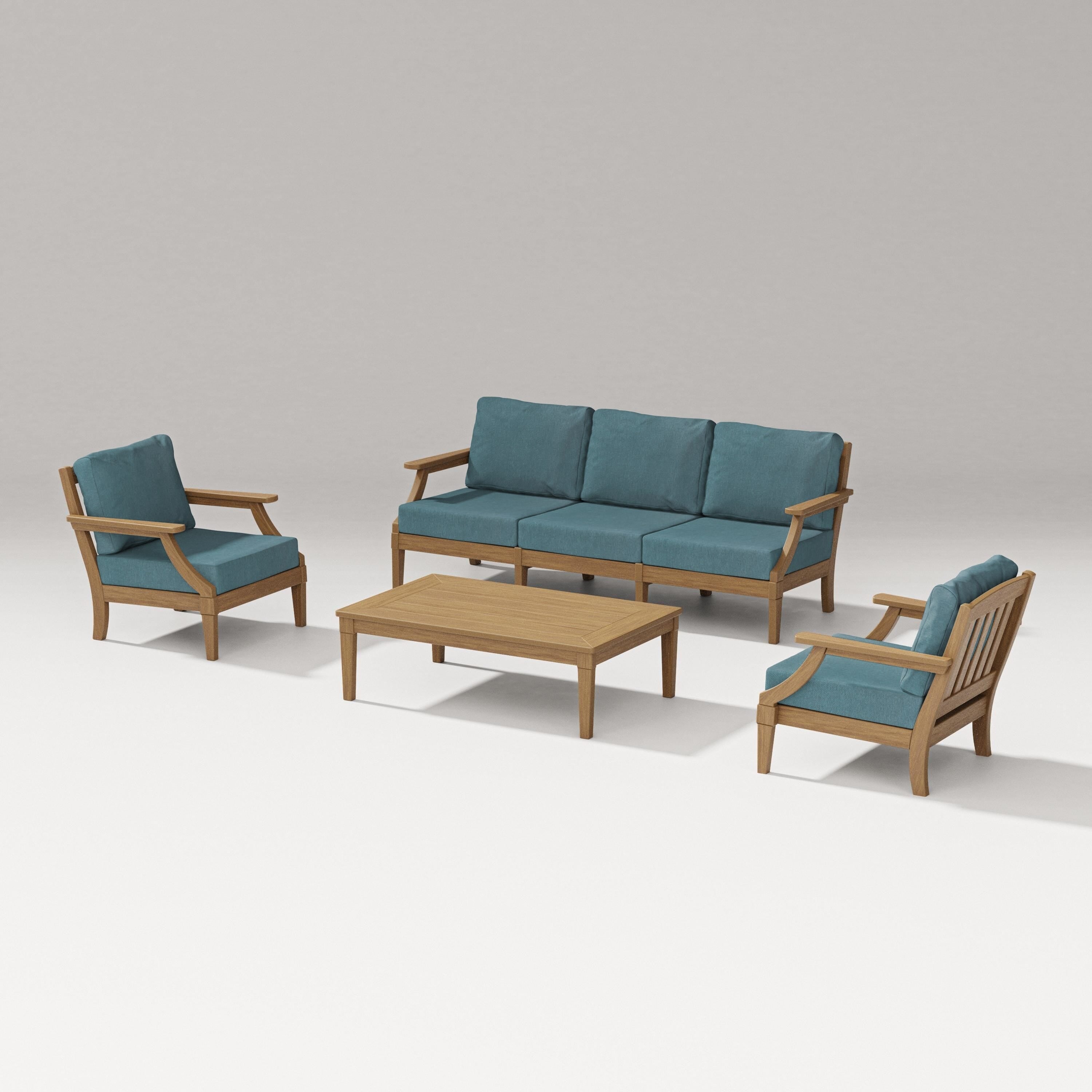 PW Designer Series Estate 4-Piece Lounge Sofa Set in Natural / Ocean Teal