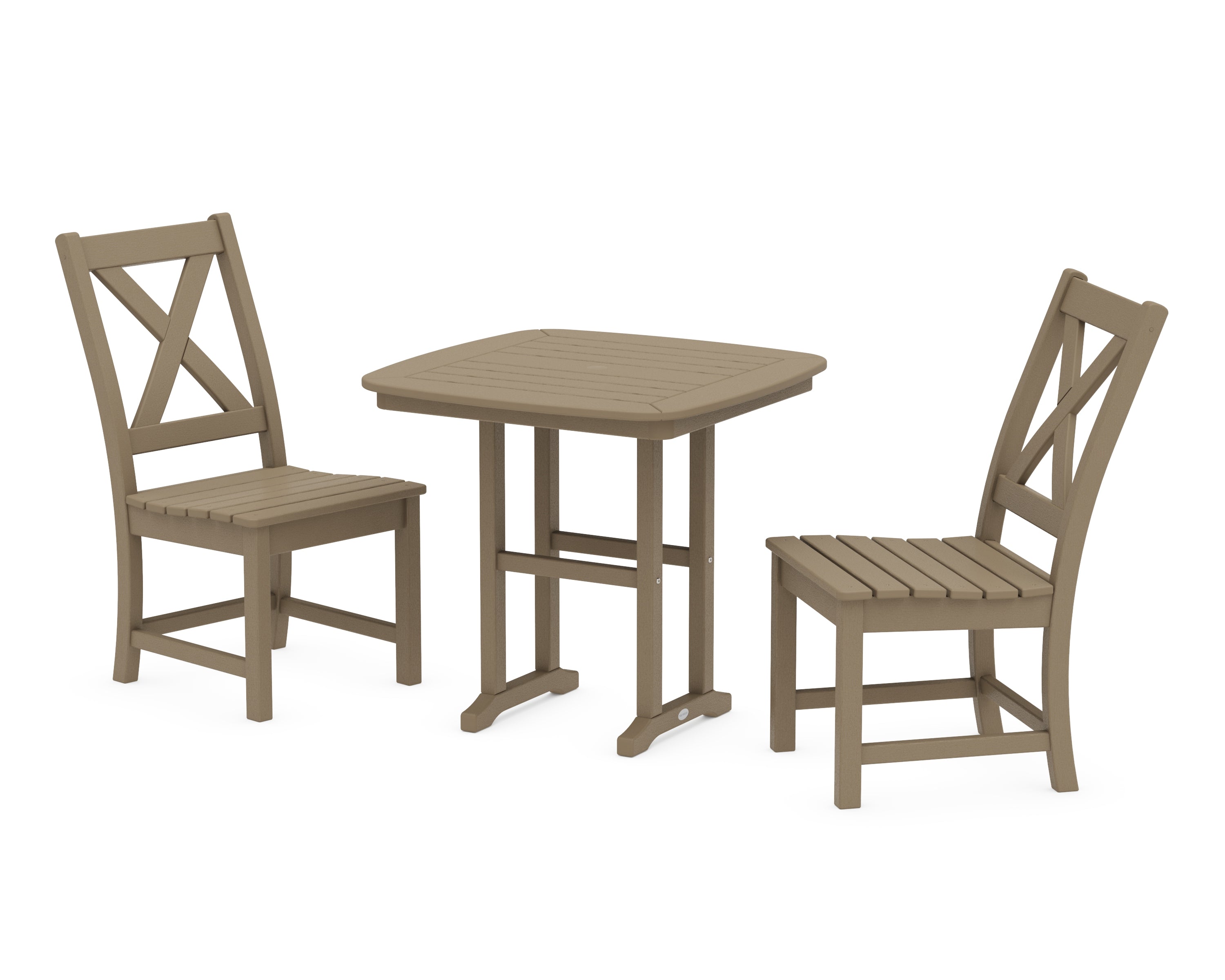 POLYWOOD Braxton Side Chair 3-Piece Dining Set in Vintage Sahara