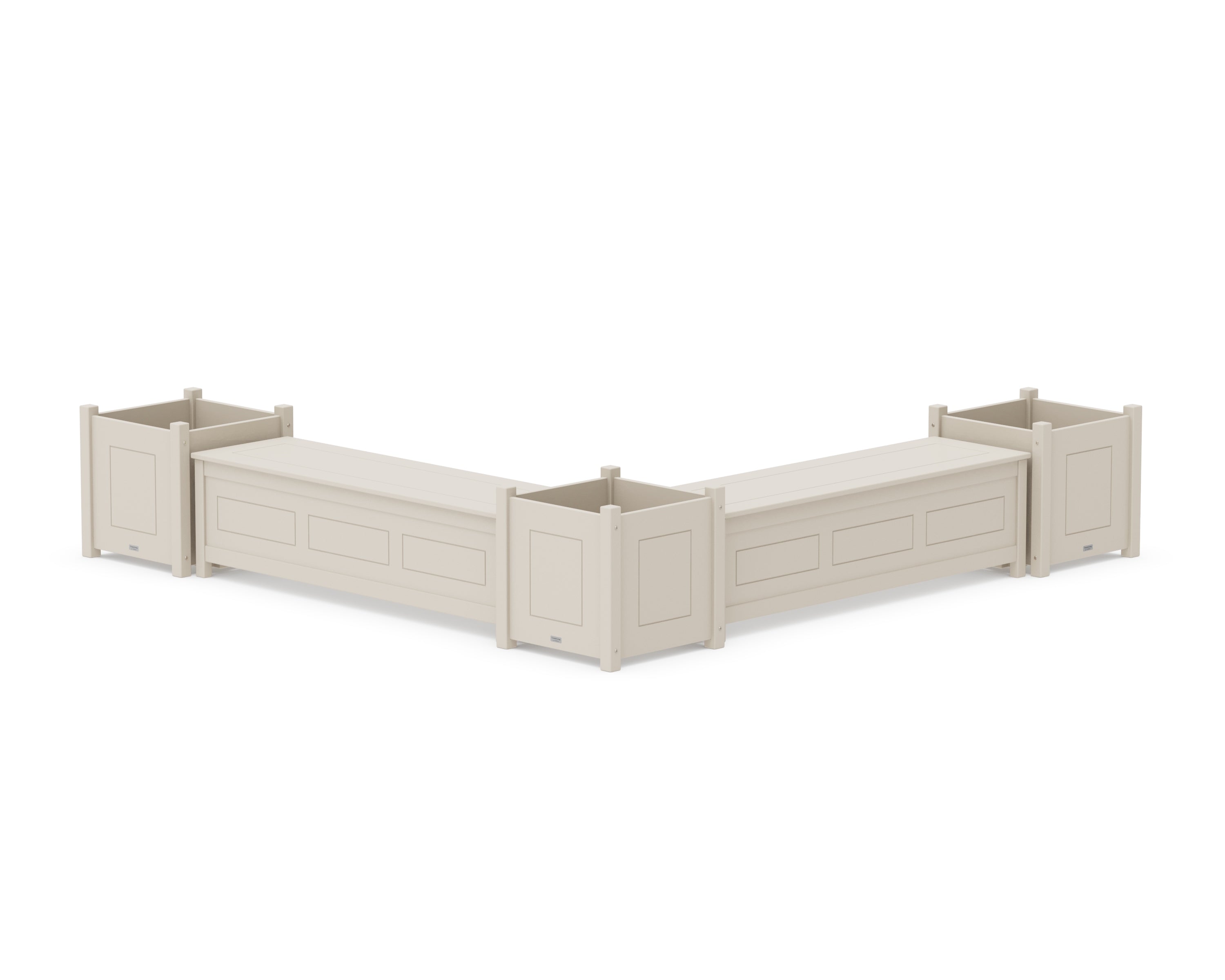 Country Living 60" Country Living L- Shaped Planter Storage Bench Corner Set- Large in Sand