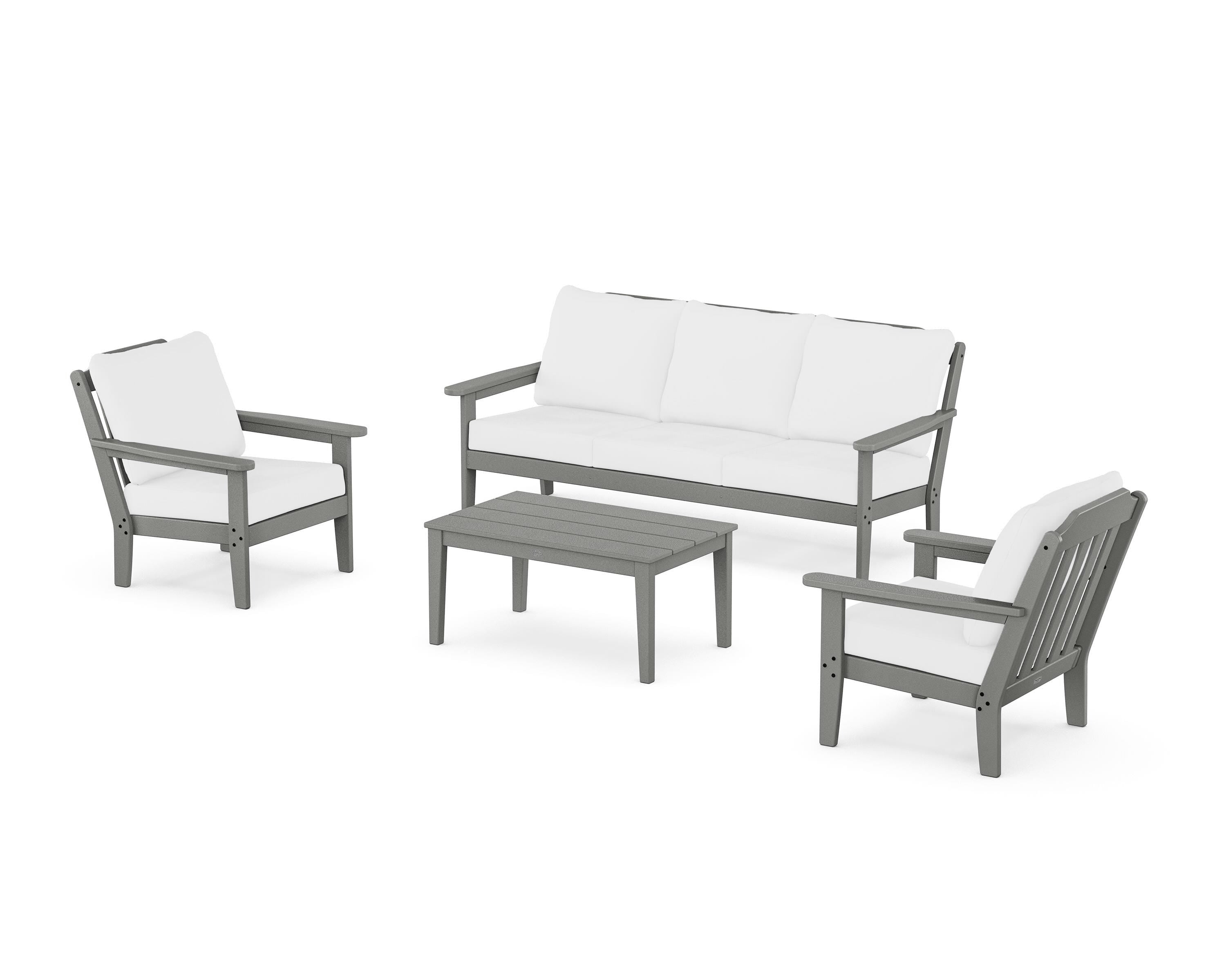 Country Living Cottage 4-Piece Deep Seating Set with Sofa in Slate Grey / Natural