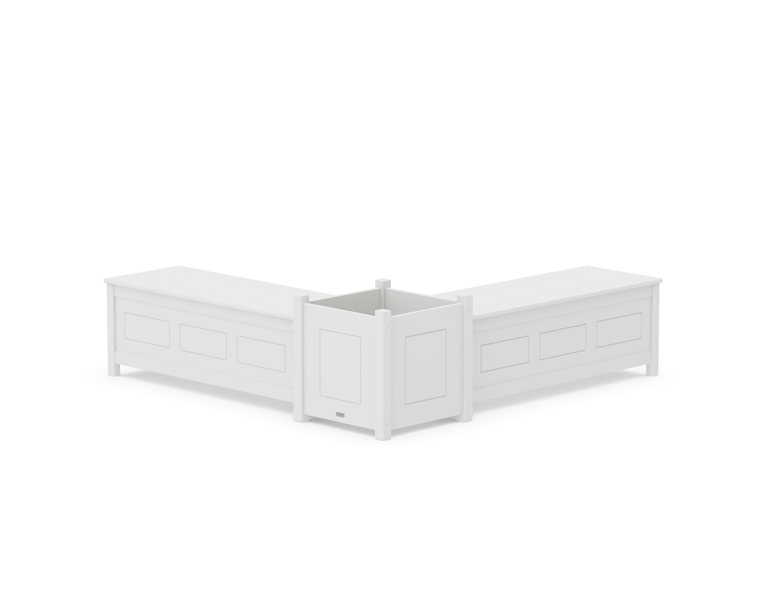Country Living 48" Country Living L- Shaped Planter Storage Bench Set- Large in White
