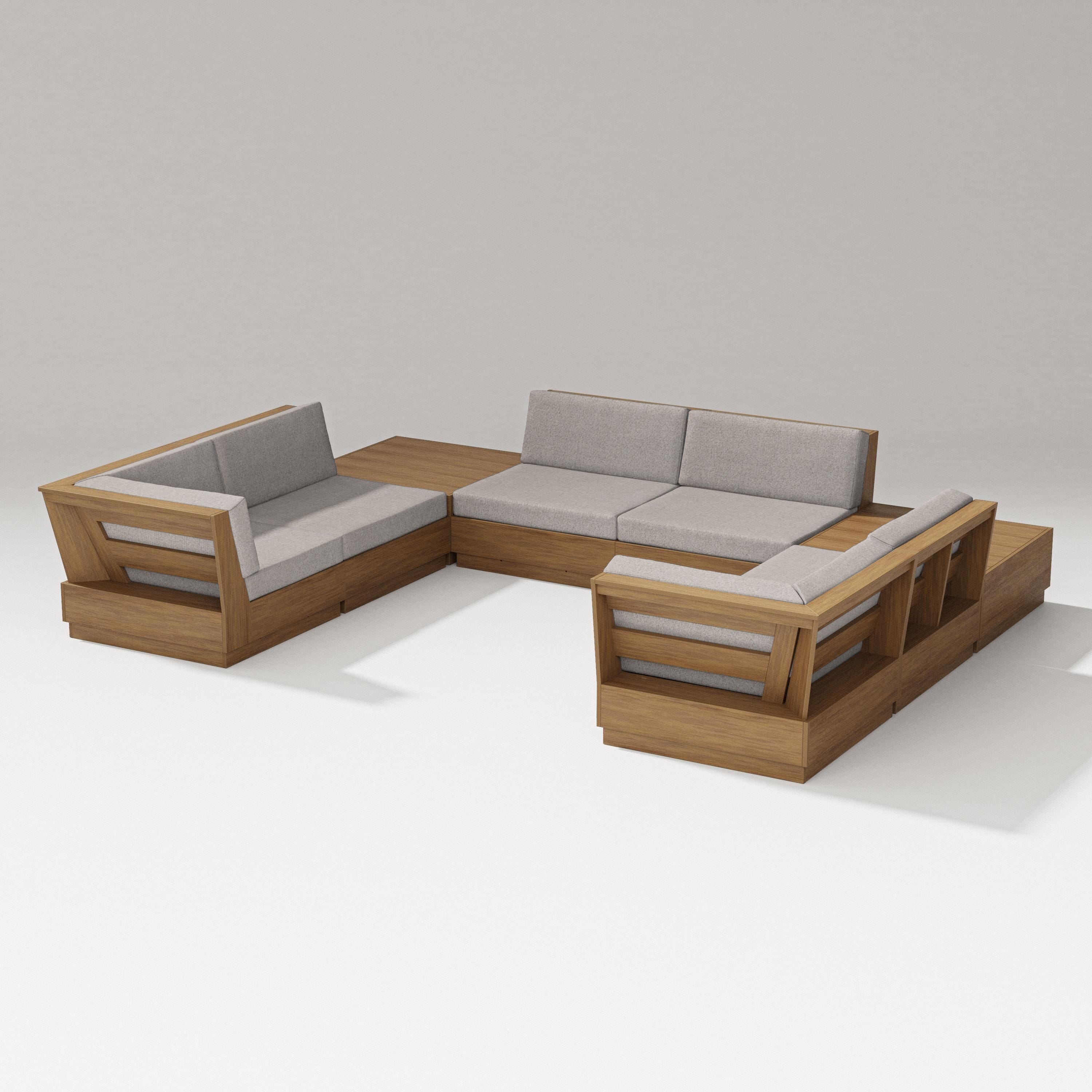 PW Designer Series Elevate 8-Piece U-Shaped Sectional in Natural / Weathered Tweed