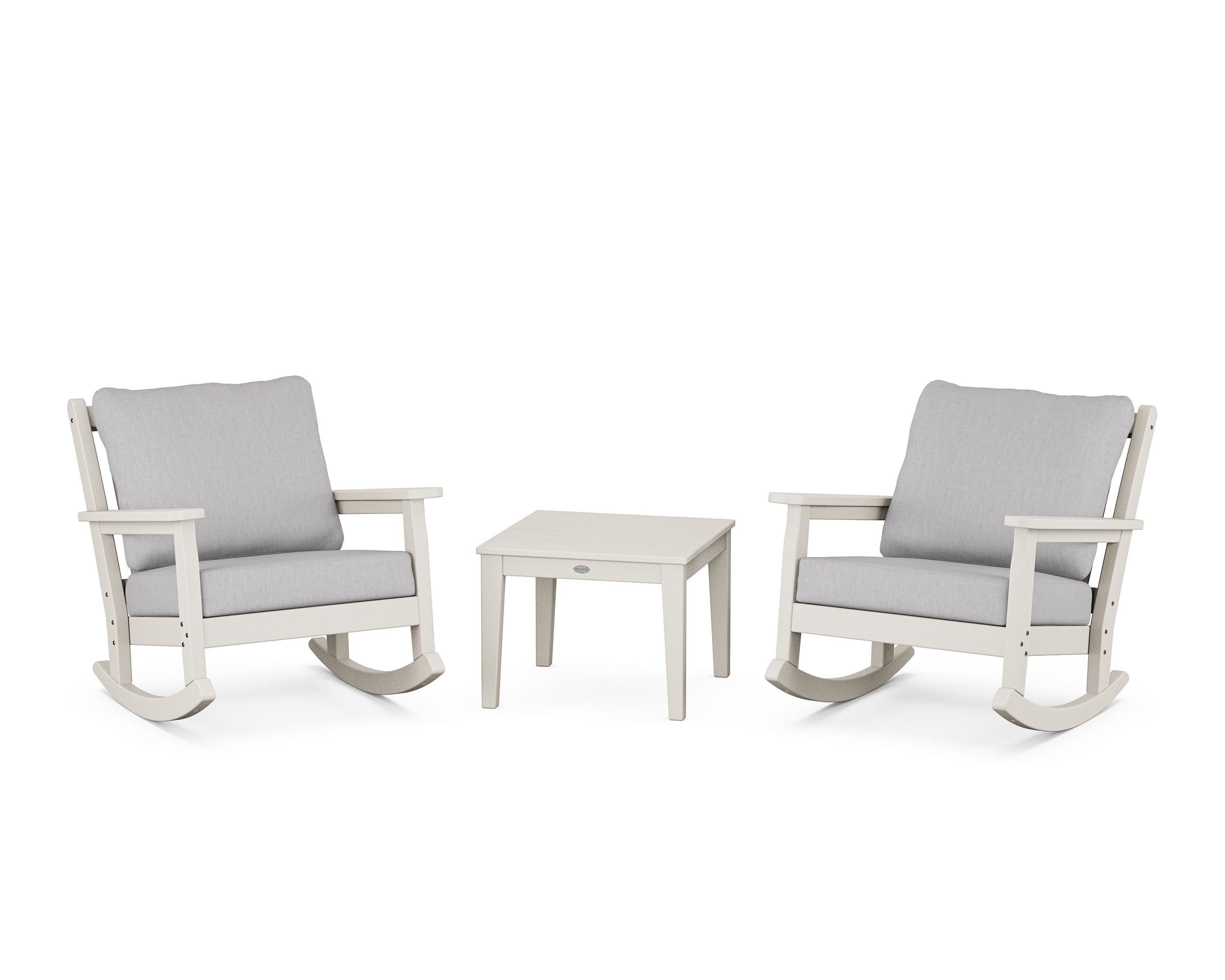 POLYWOOD Chippendale 3-Piece Deep Seating Rocker Set in Sand / Granite