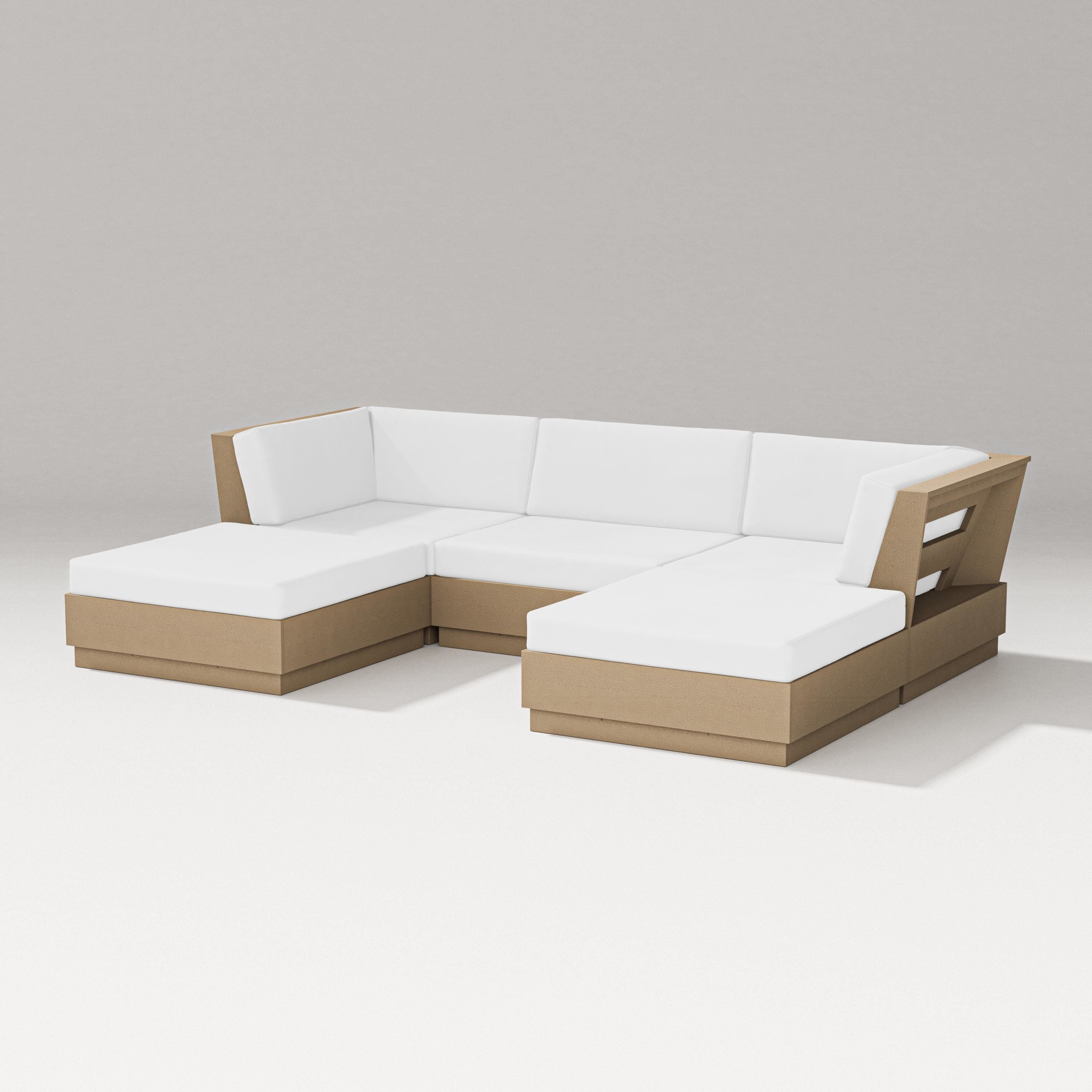 PW Designer Series Elevate Double Chaise Sectional in Vintage Sahara / Natural