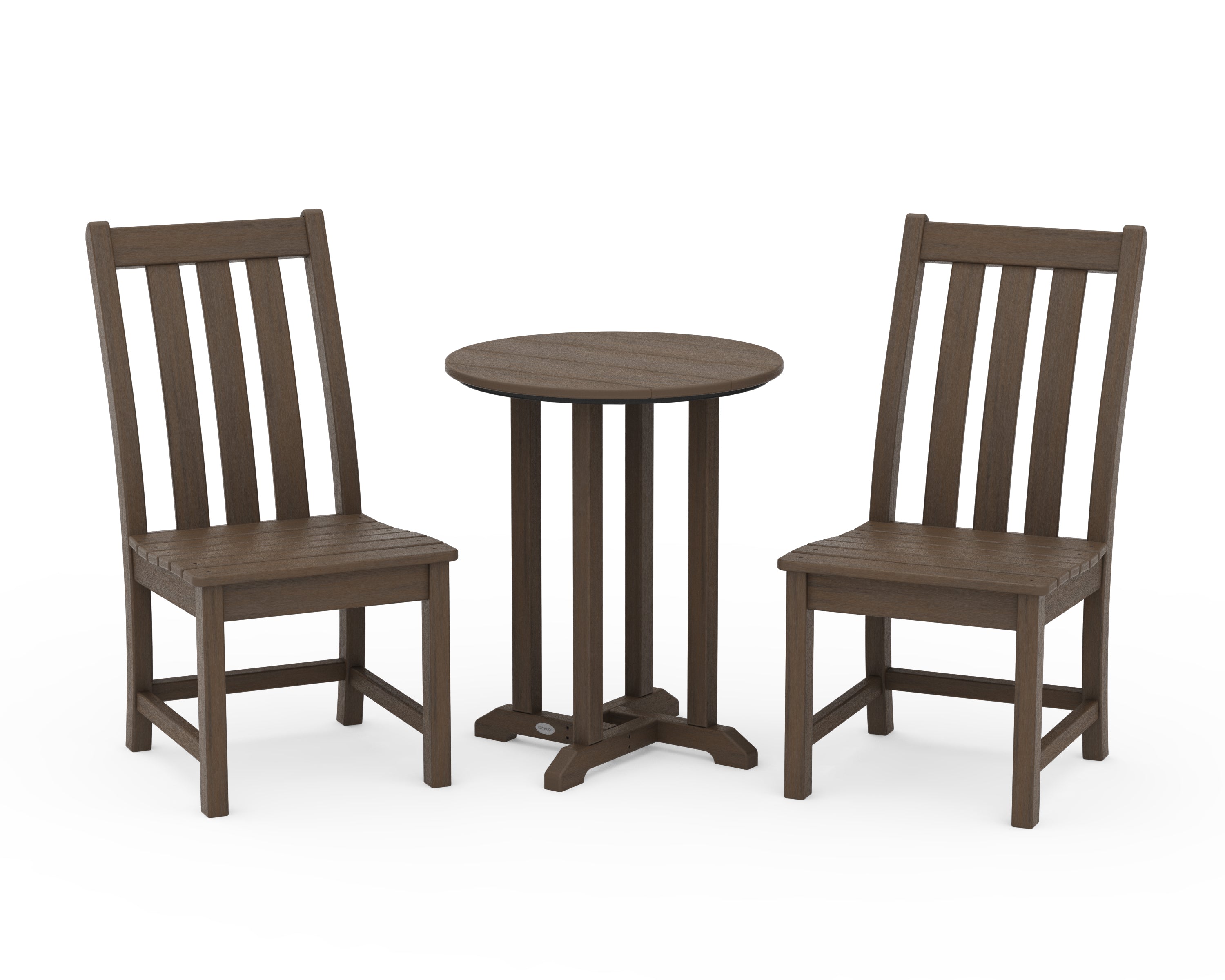 POLYWOOD Vineyard Side Chair 3-Piece Round Bistro Dining Set in Kona