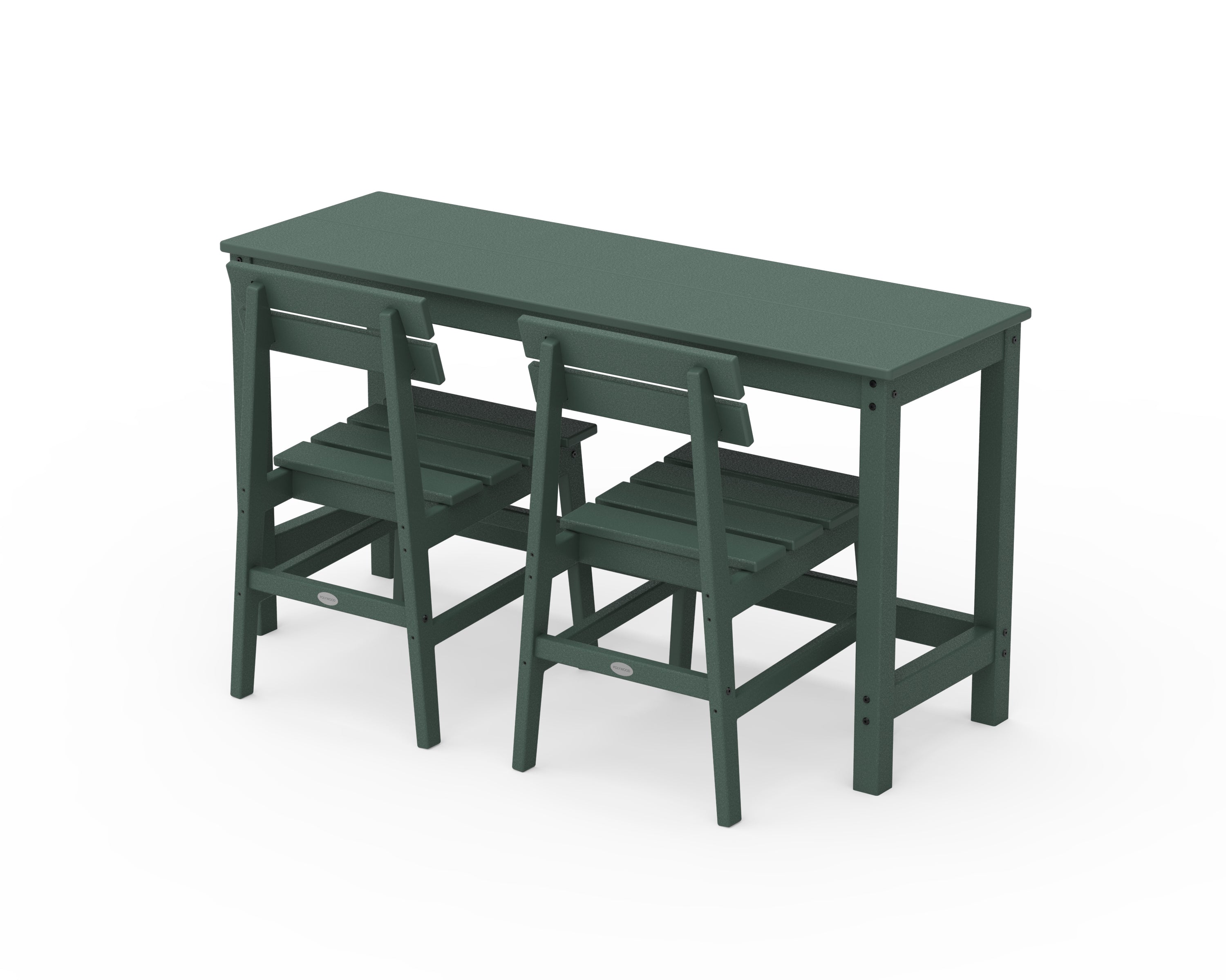 POLYWOOD Modern Studio Plaza Chair 3-Piece Balcony Set in Green