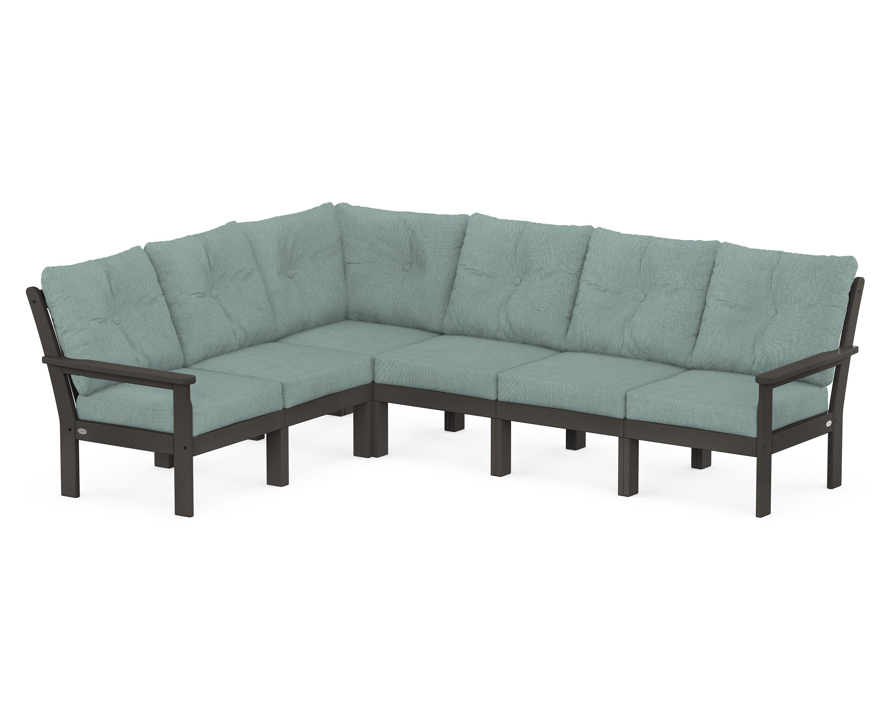 POLYWOOD Vineyard 6-Piece Sectional in Vintage Coffee / Glacier Spa