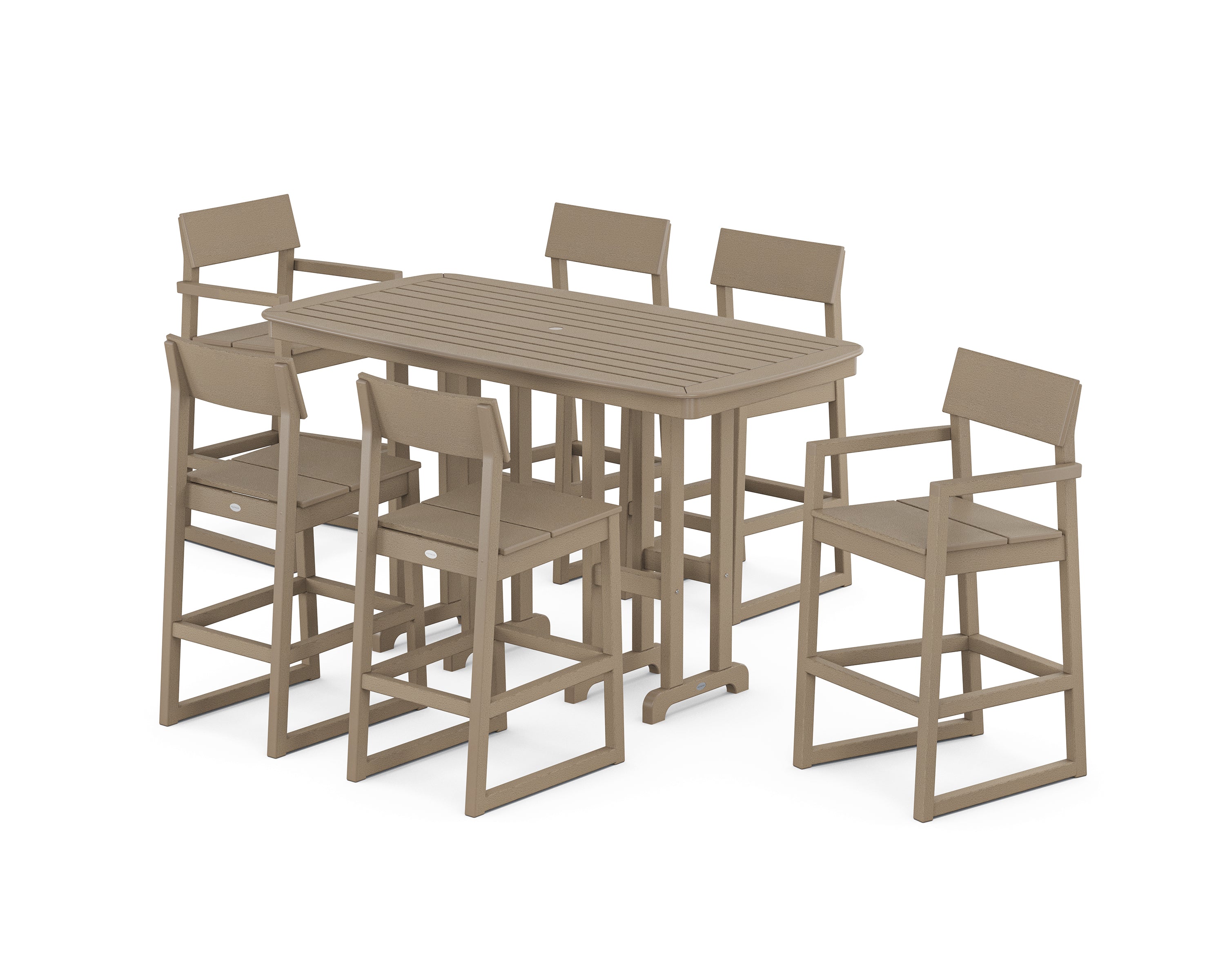 POLYWOOD® EDGE 7-Piece Bar Set in Vintage Sahara