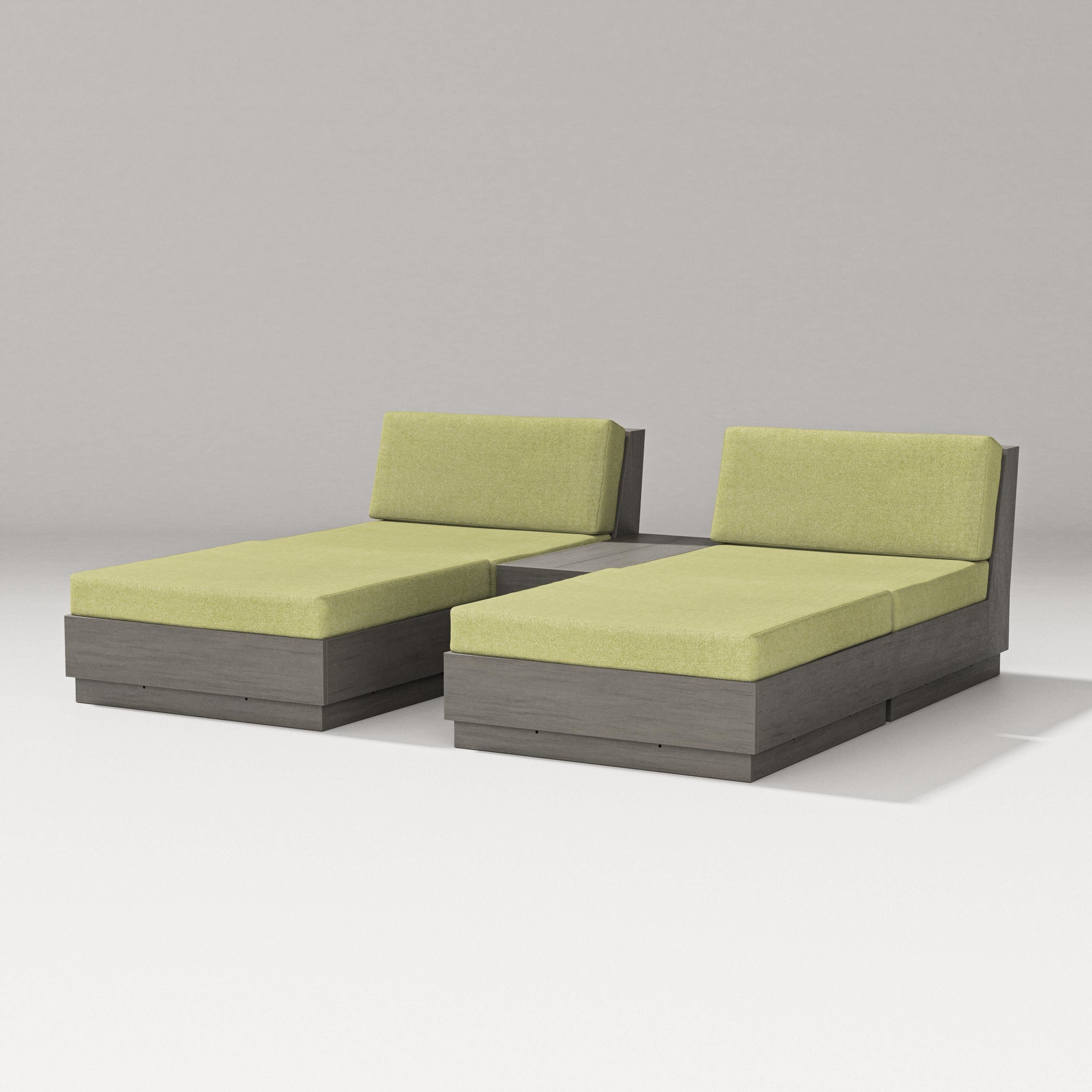 PW Designer Series Elevate Double Chaise Set in Driftwood / Chartreuse Boucle