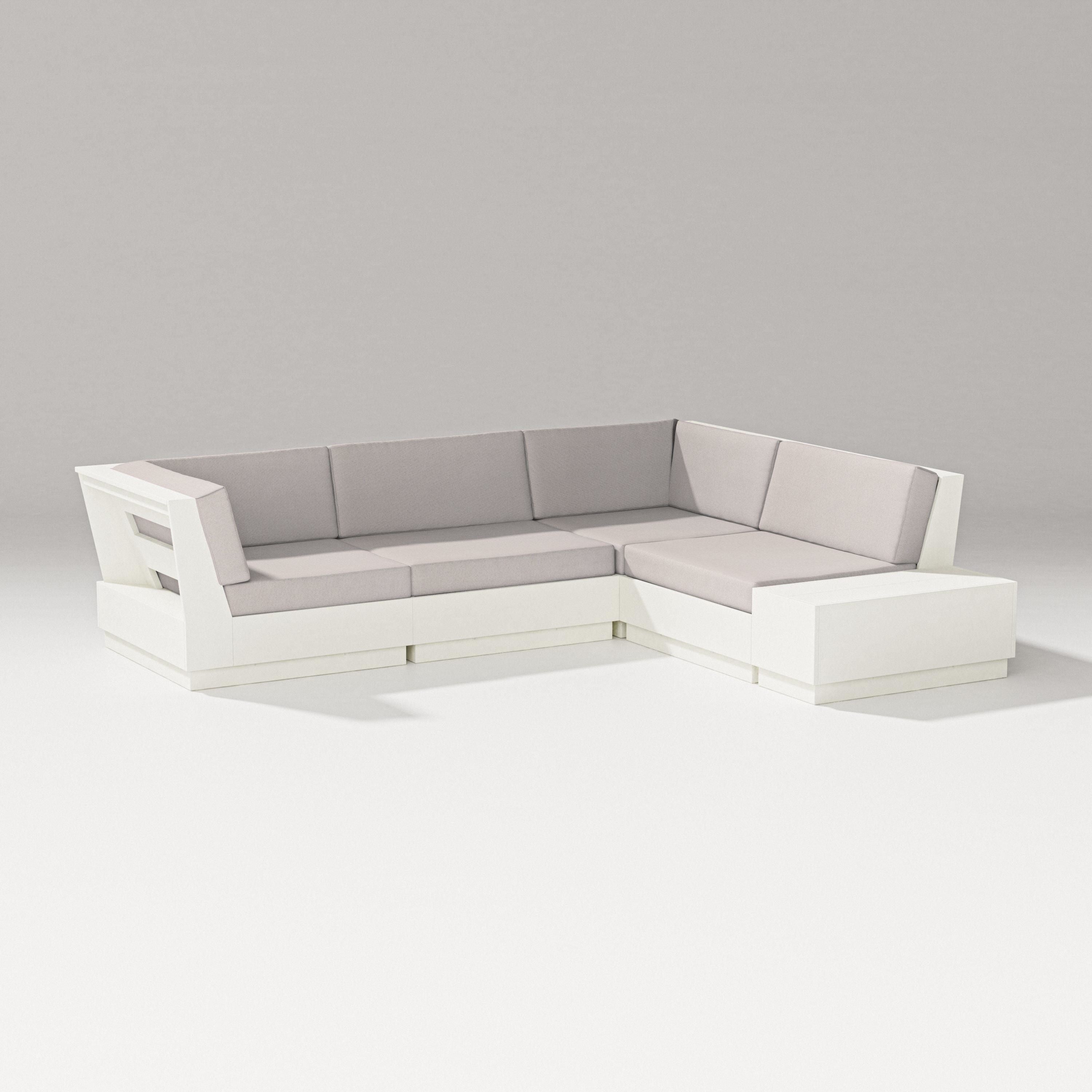 PW Designer Series Elevate Corner Sectional in Vintage White / Dune Burlap
