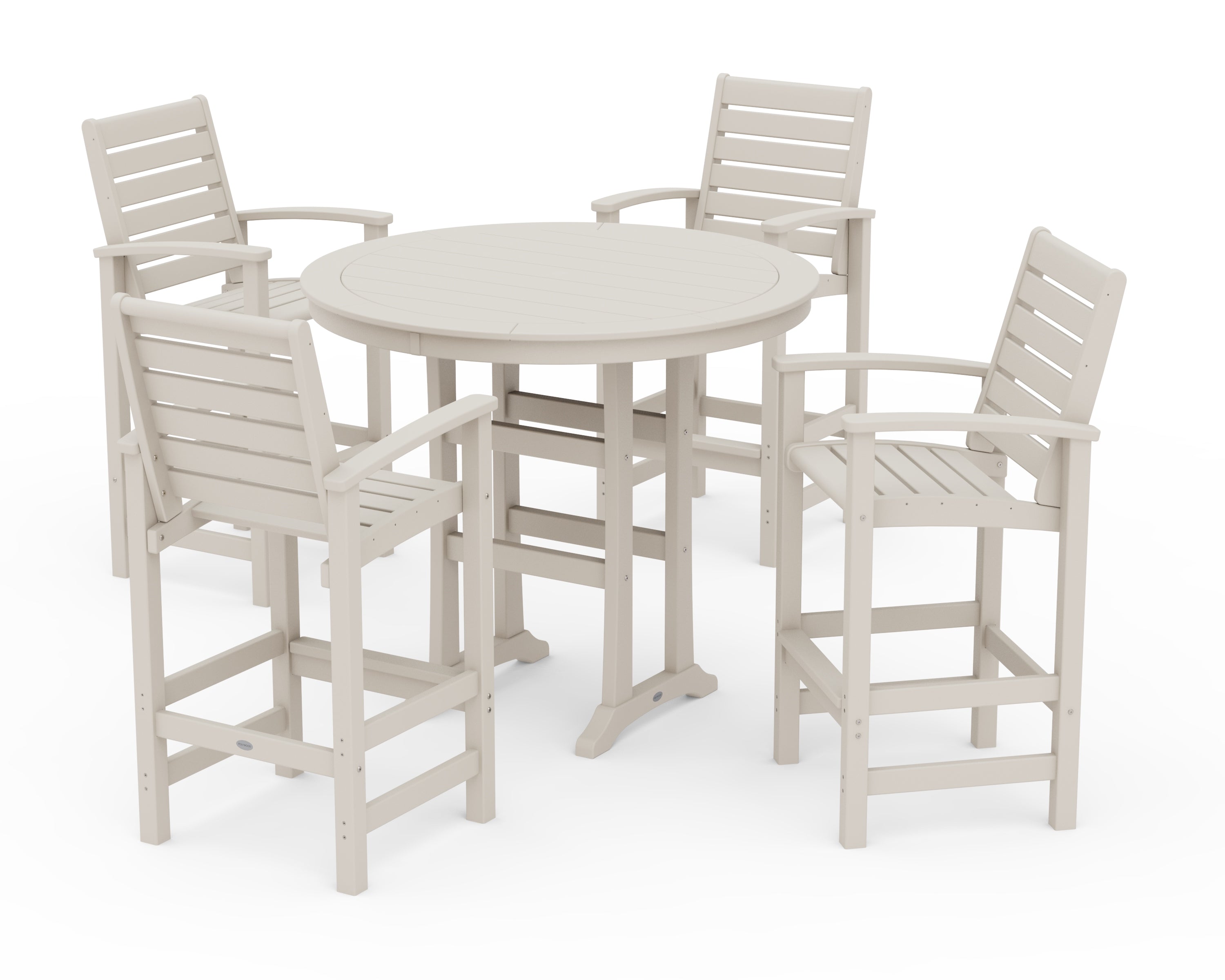 POLYWOOD 5 Piece Signature Bar Dining Set in Sand
