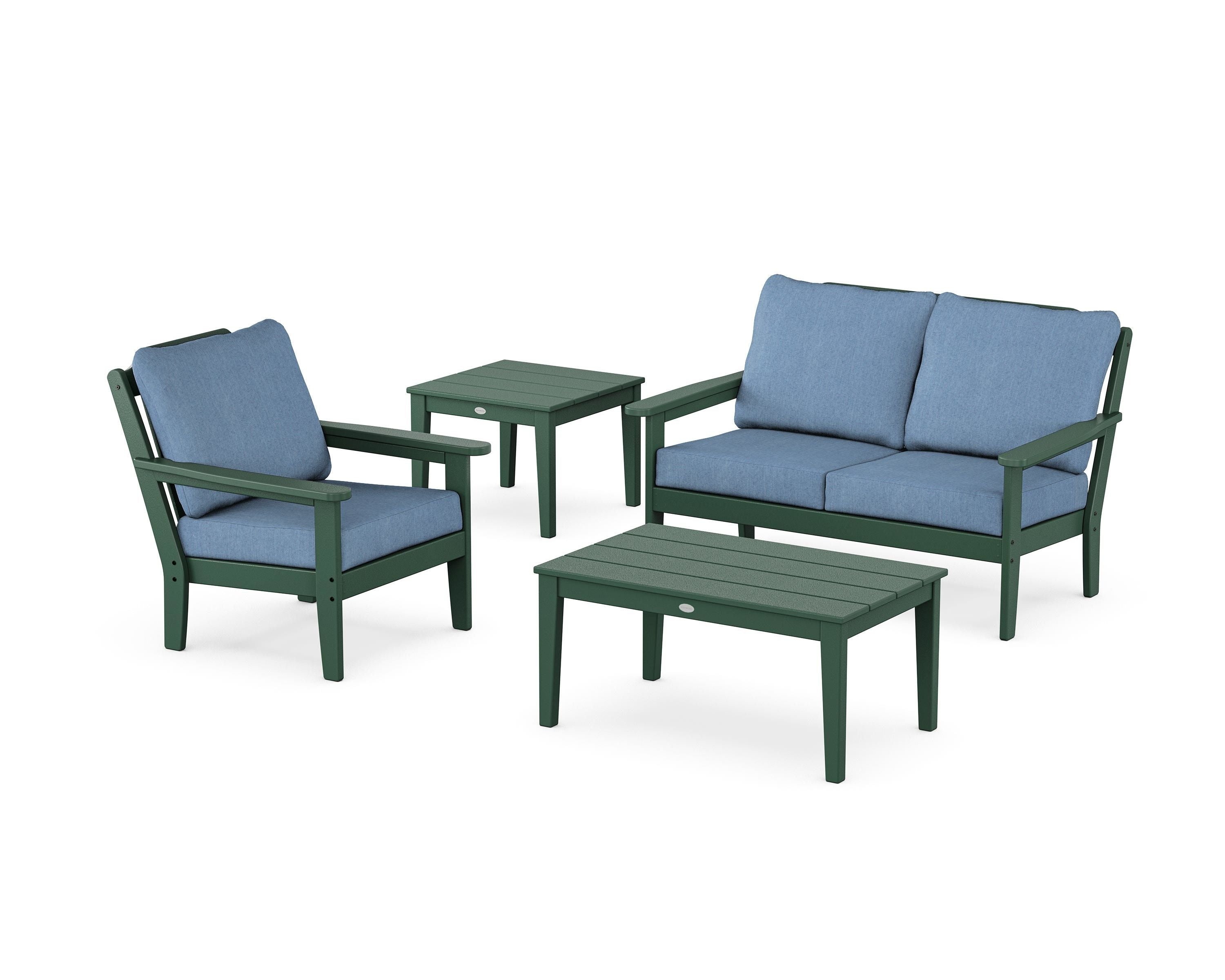 Country Living Wovendale 4-Piece Deep Seating Set in Green / Sky Blue