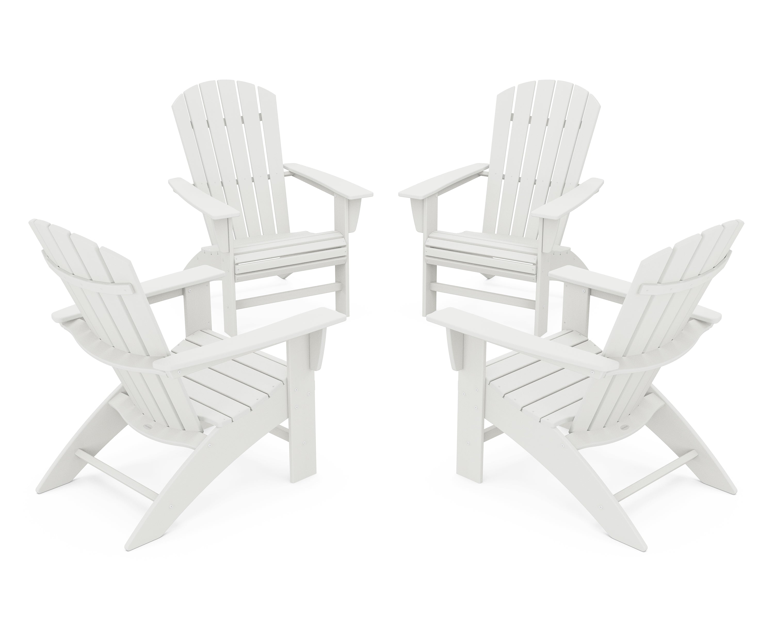 POLYWOOD® 4-Piece Nautical Curveback Adirondack Chair Conversation Set in Vintage White