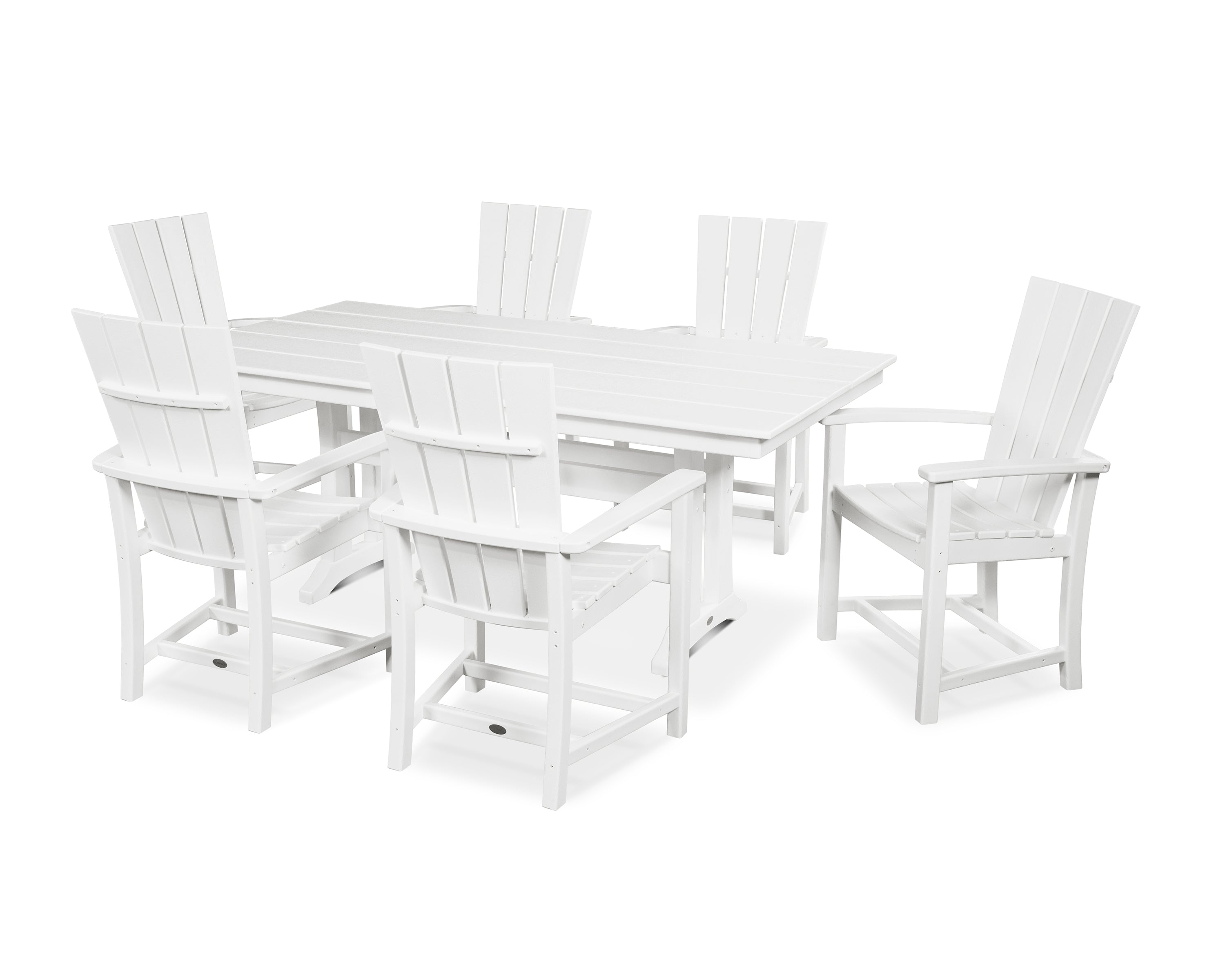 POLYWOOD® Quattro 7-Piece Farmhouse Dining Set with Trestle Legs in White