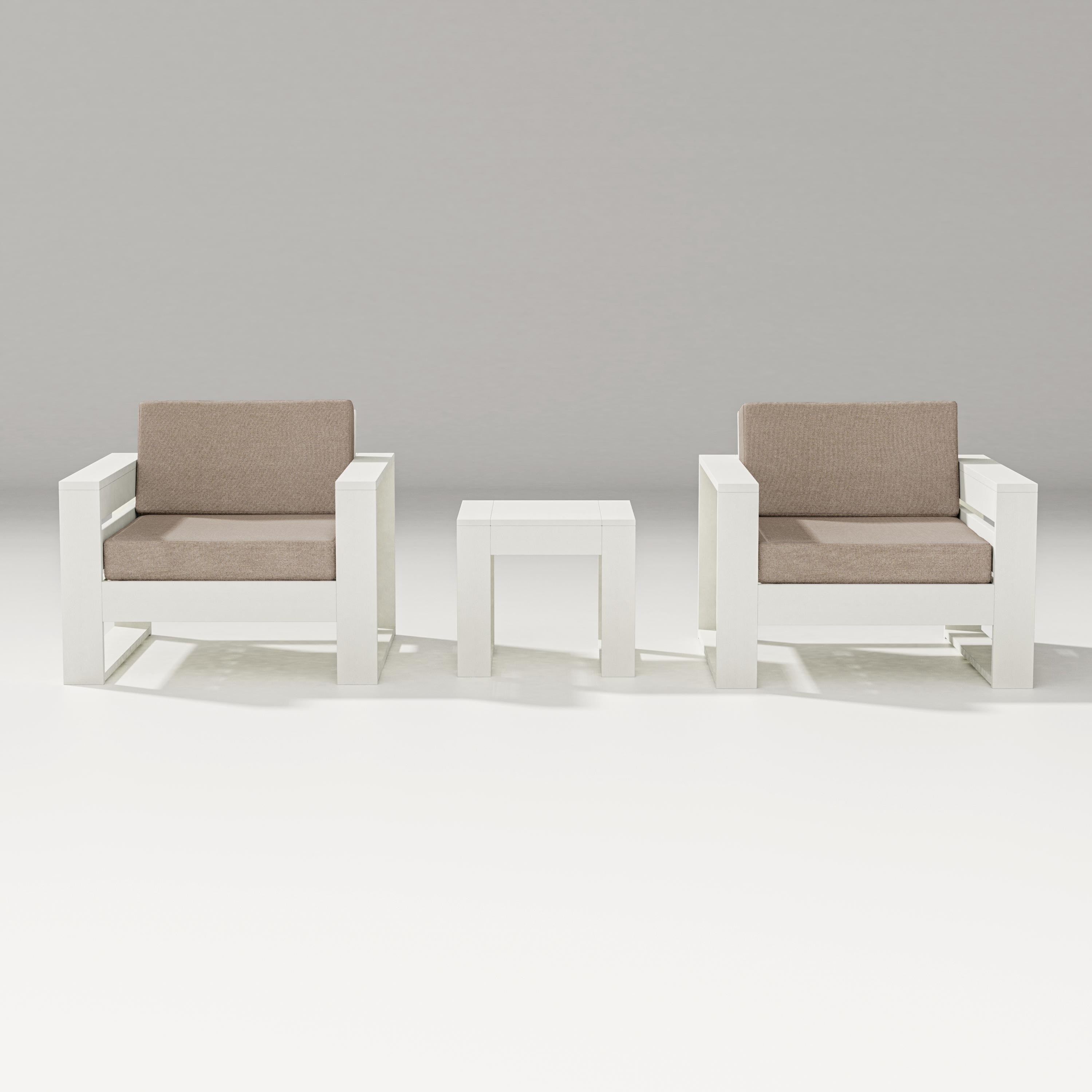 PW Designer Series Latitude 3-Piece Lounge Chair Set in Vintage White / Spiced Burlap