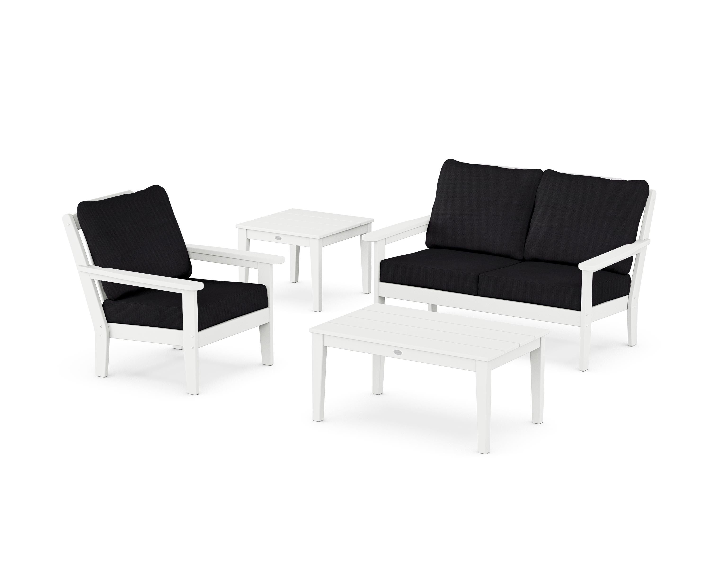 Country Living Wovendale 4-Piece Deep Seating Set in White / Midnight Linen