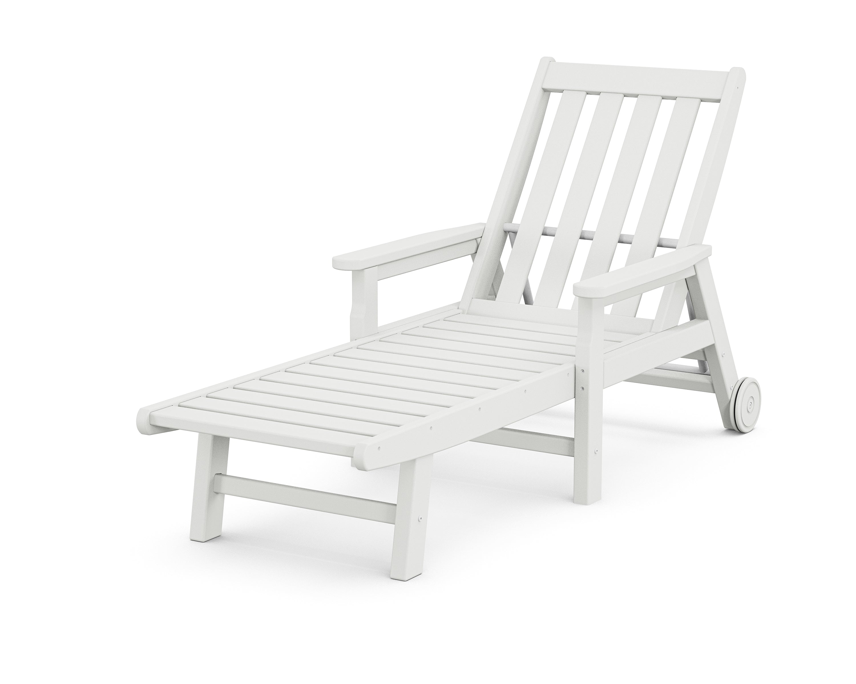 POLYWOOD® Vineyard Chaise with Arms and Wheels in White