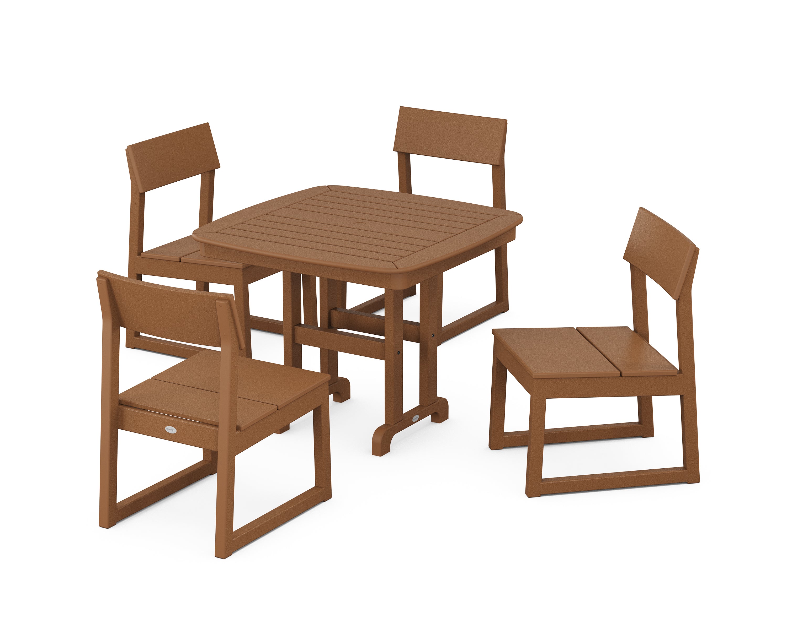 POLYWOOD® EDGE Side Chair 5-Piece Dining Set in Teak