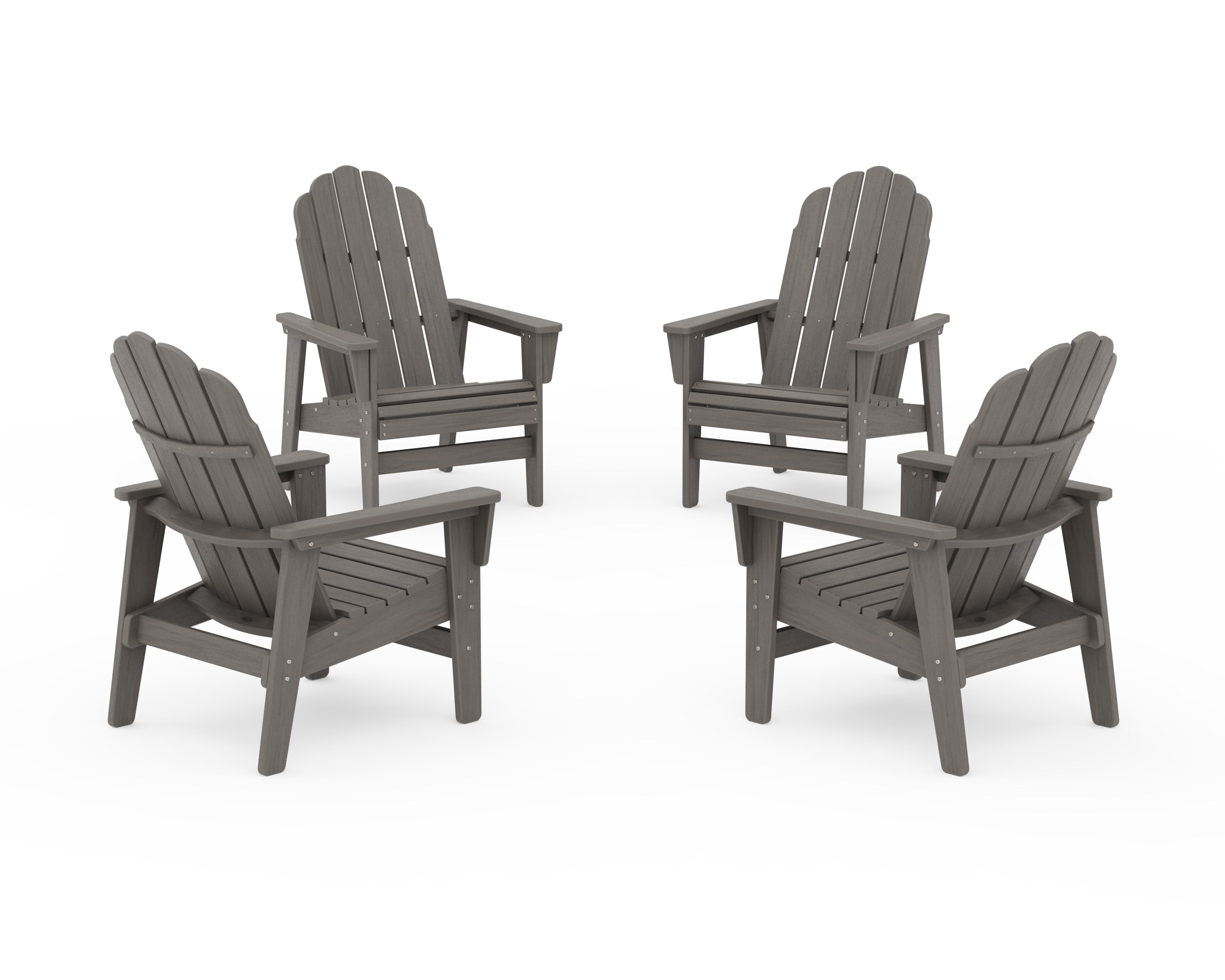 POLYWOOD 4-Piece Vineyard Grand Upright Adirondack Chair Conversation Set in Driftwood