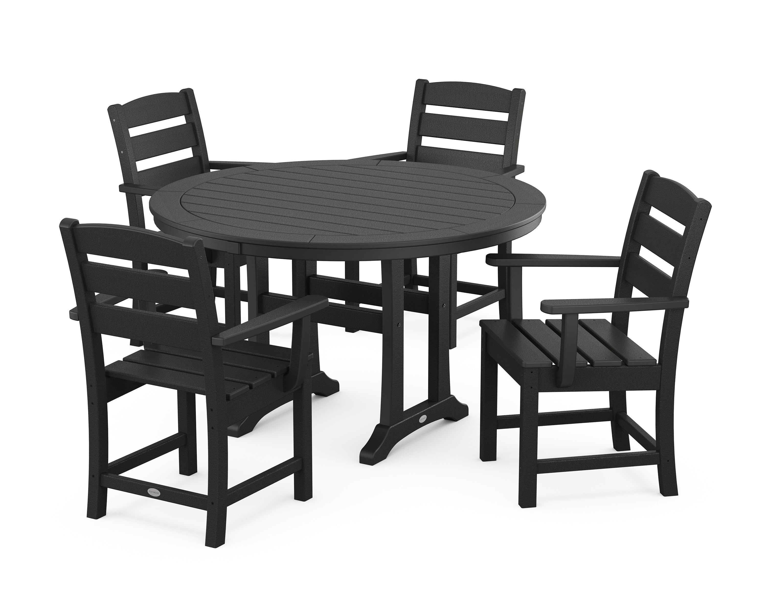 POLYWOOD® Lakeside 5-Piece Round Dining Set with Trestle Legs in Black