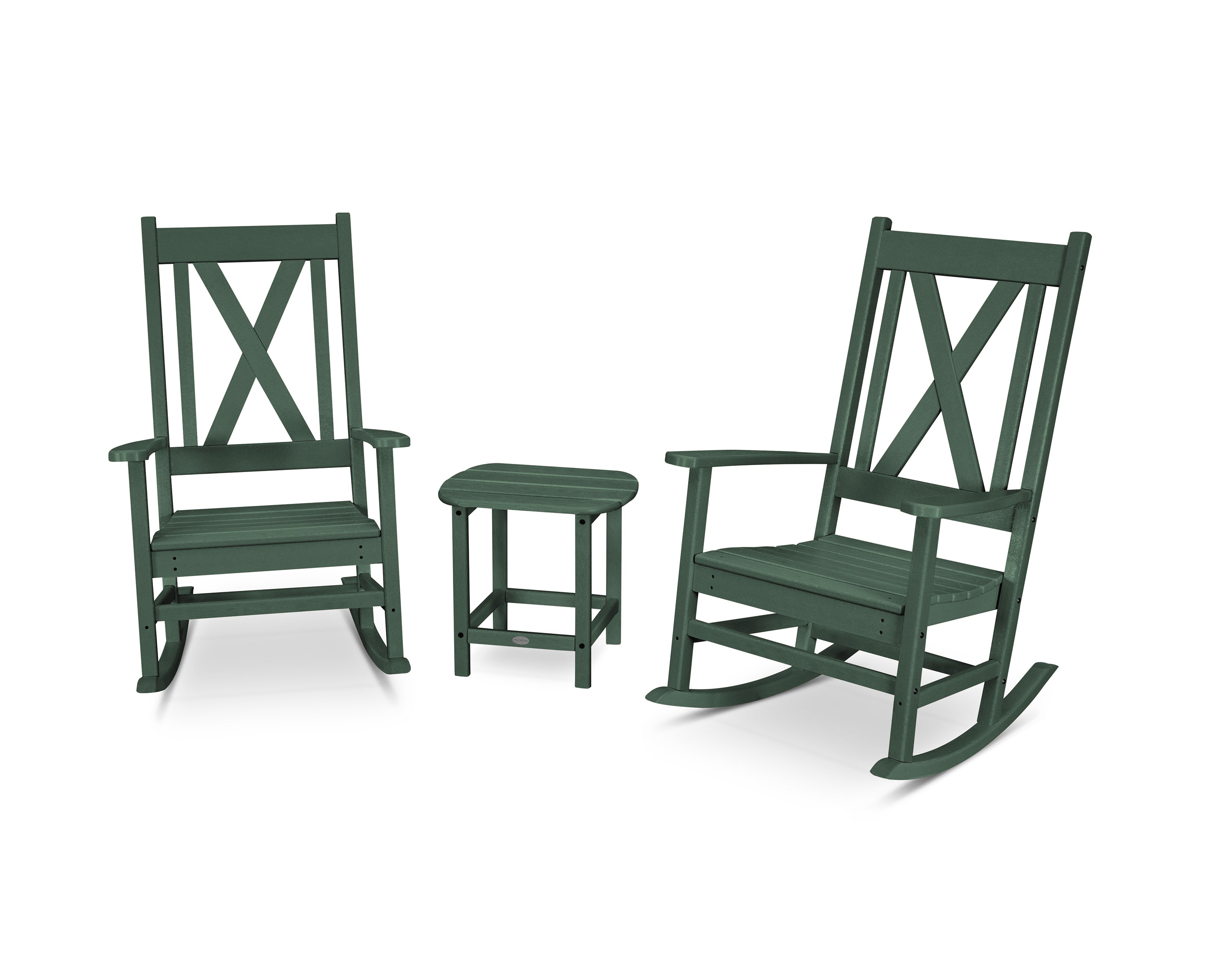 POLYWOOD® Braxton 3-Piece Porch Rocking Chair Set in Green