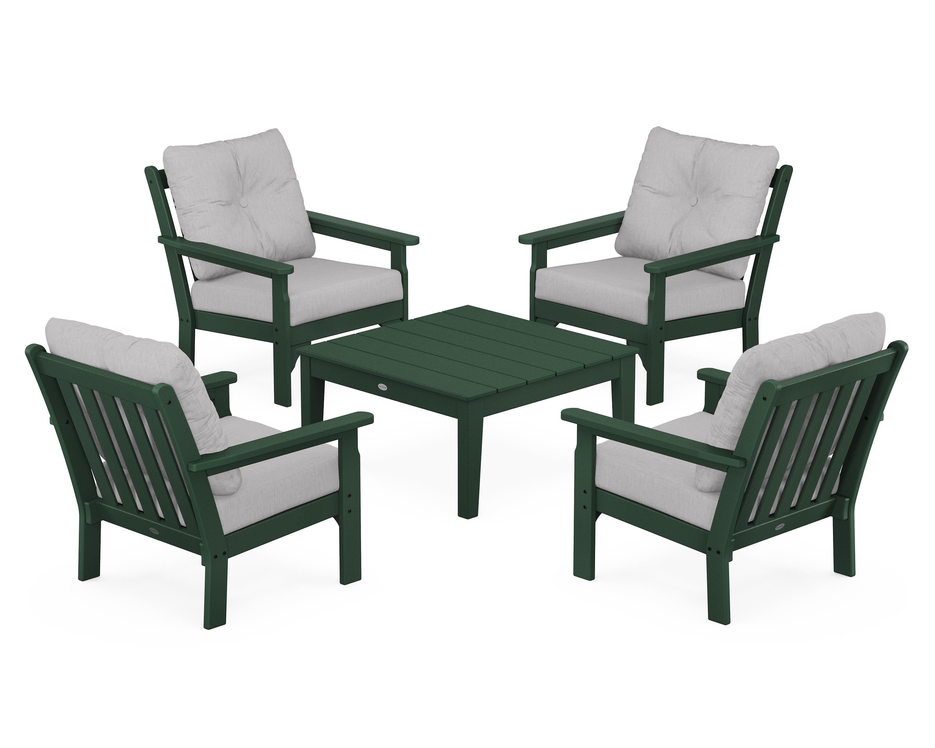 POLYWOOD Vineyard 5-Piece Deep Seating Conversation Set in Green / Granite