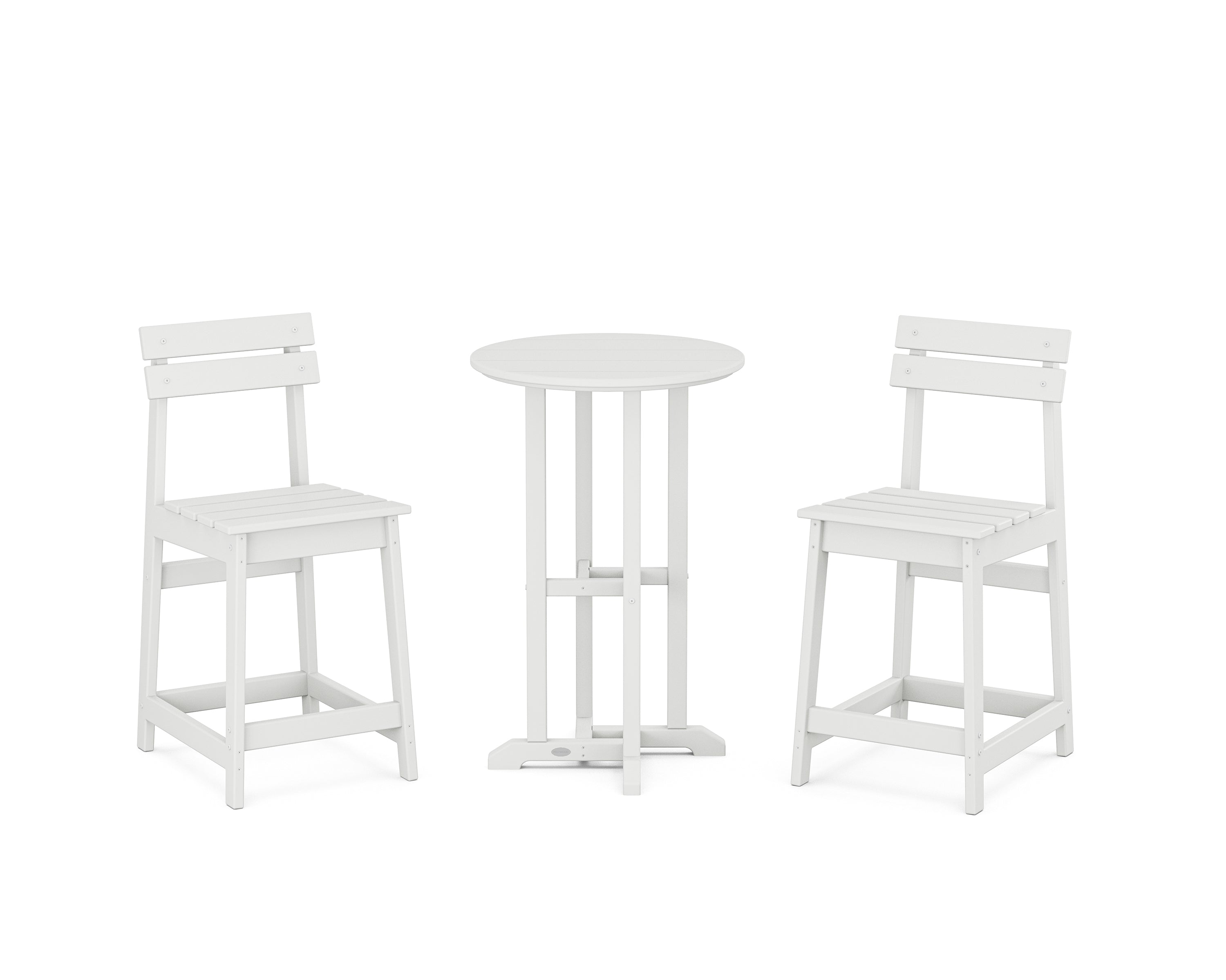 POLYWOOD Modern Studio Plaza 3-Piece Bistro Counter Set in White